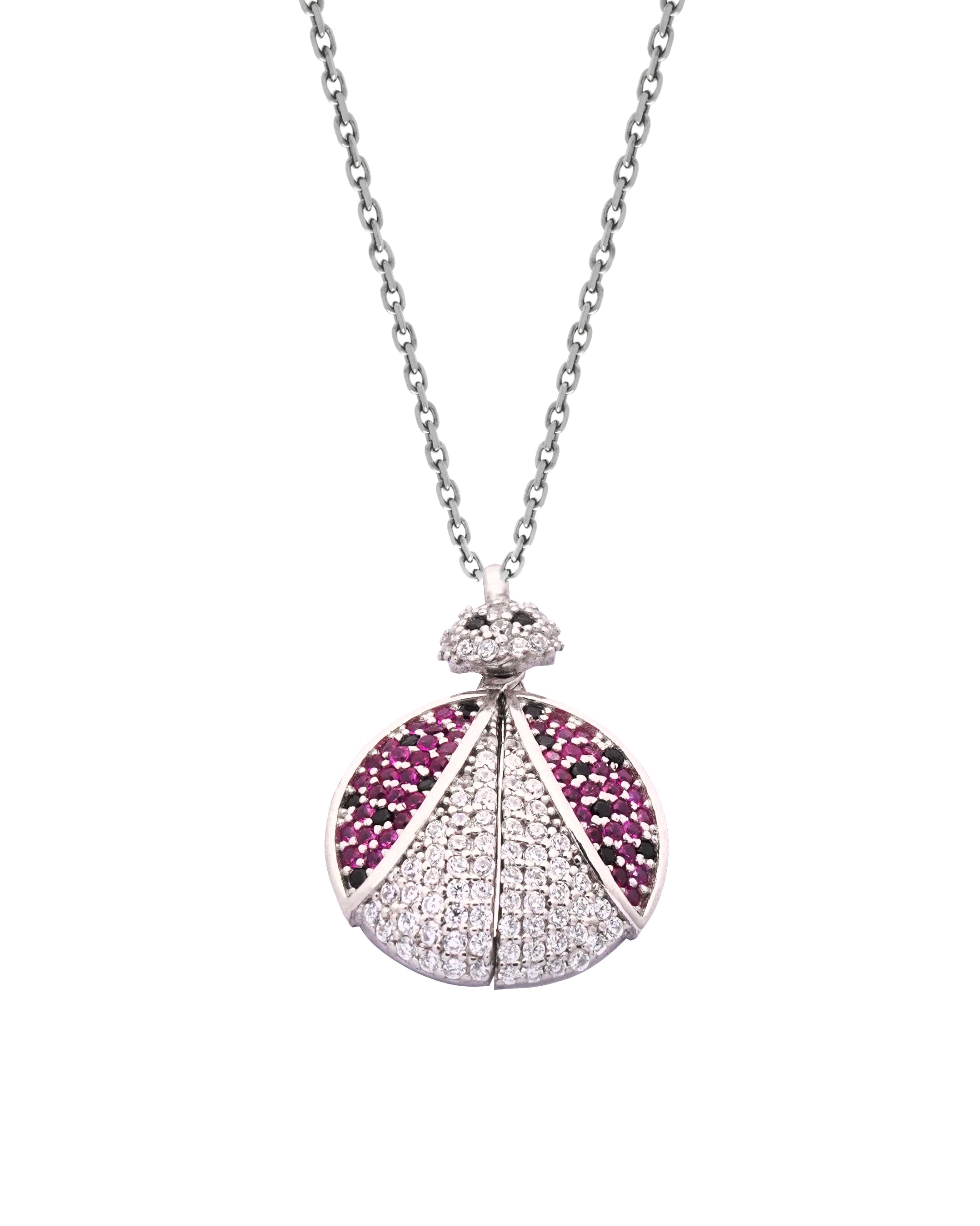 925 Silver Personalized Custom Ladybug Name Necklace (Silver) - Leona Jewelry