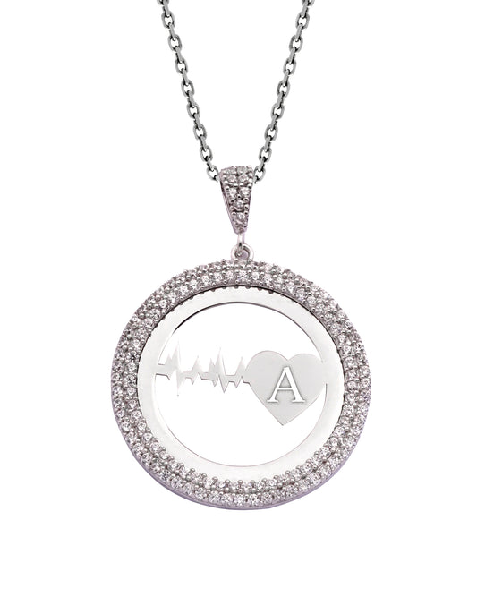 925 Silver Personalized Custom Heartbeat Necklace (Silver)