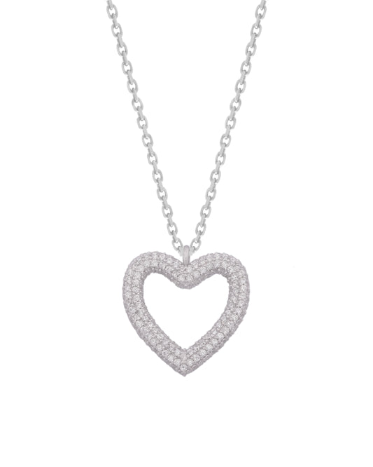 925 Silver Hollow Heart Necklace