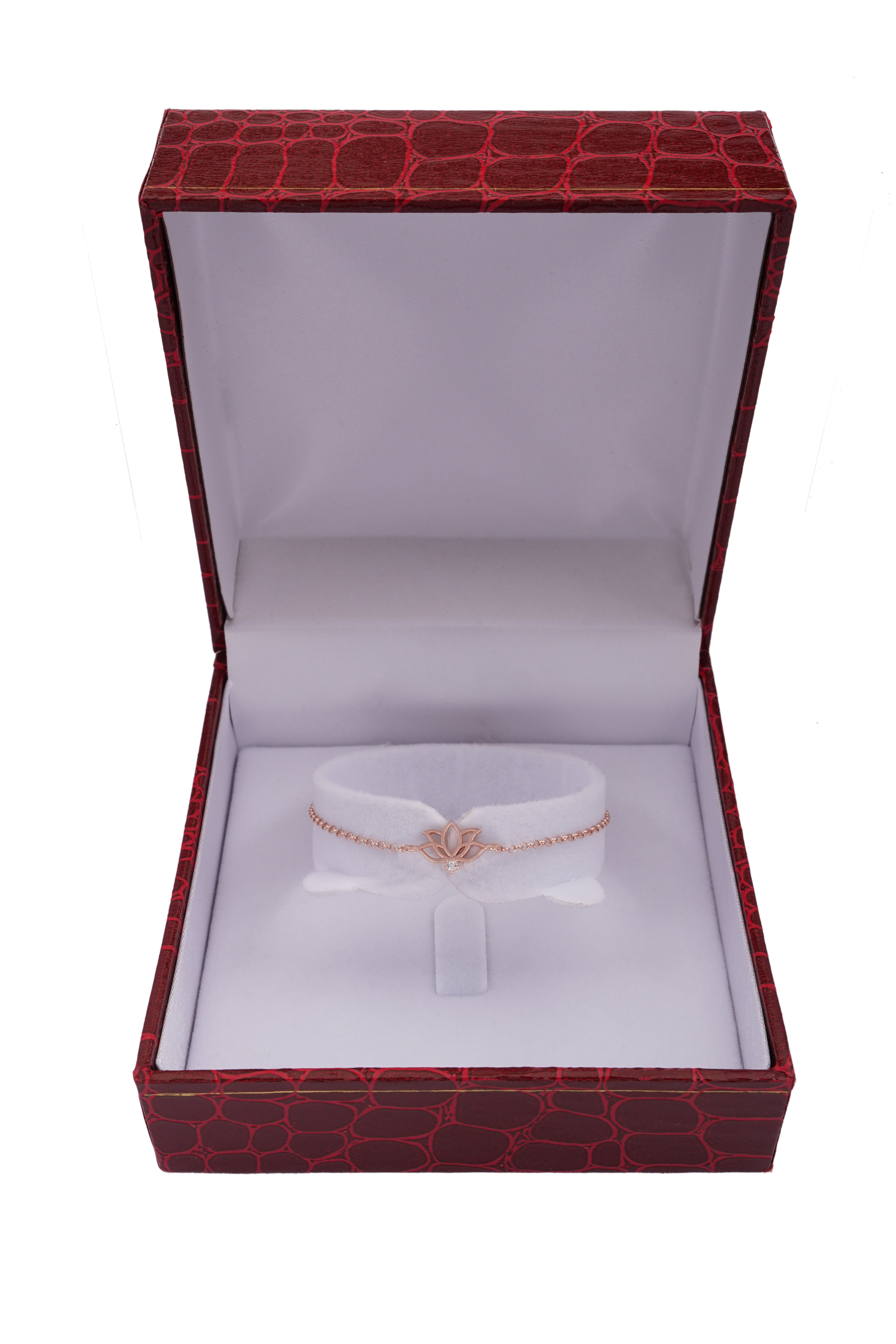 925 Silver Dainty Lotus Bracelet (Rose gold) - Leona Jewelry