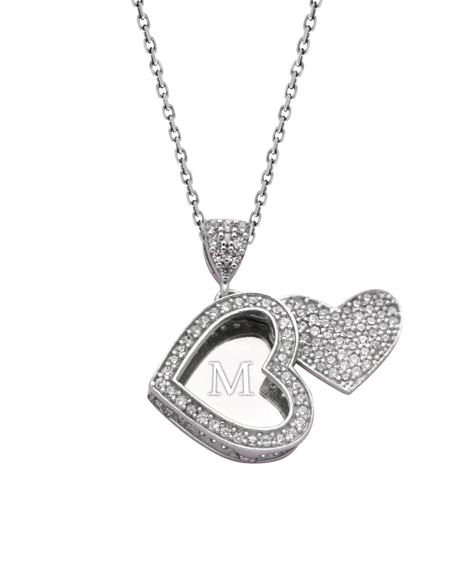 925 Silver Personalized Custom Heart Name Necklace (Silver)