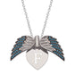 925 Silver Personalized Custom Angel Wings Name Necklace (Blue Stones)