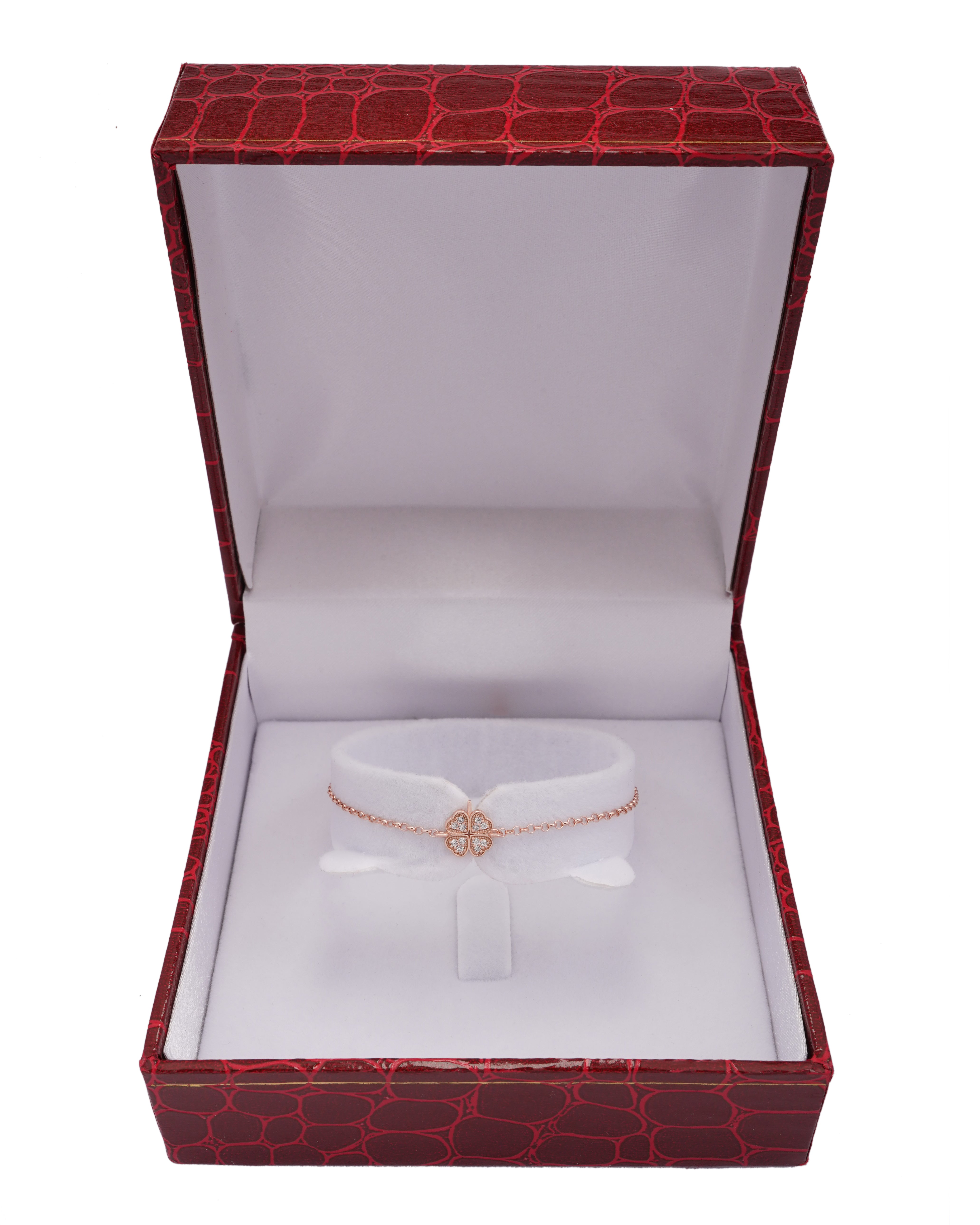 925 Silver Dainty Four Hearts Bracelet (Rose Gold) - Leona Jewelry