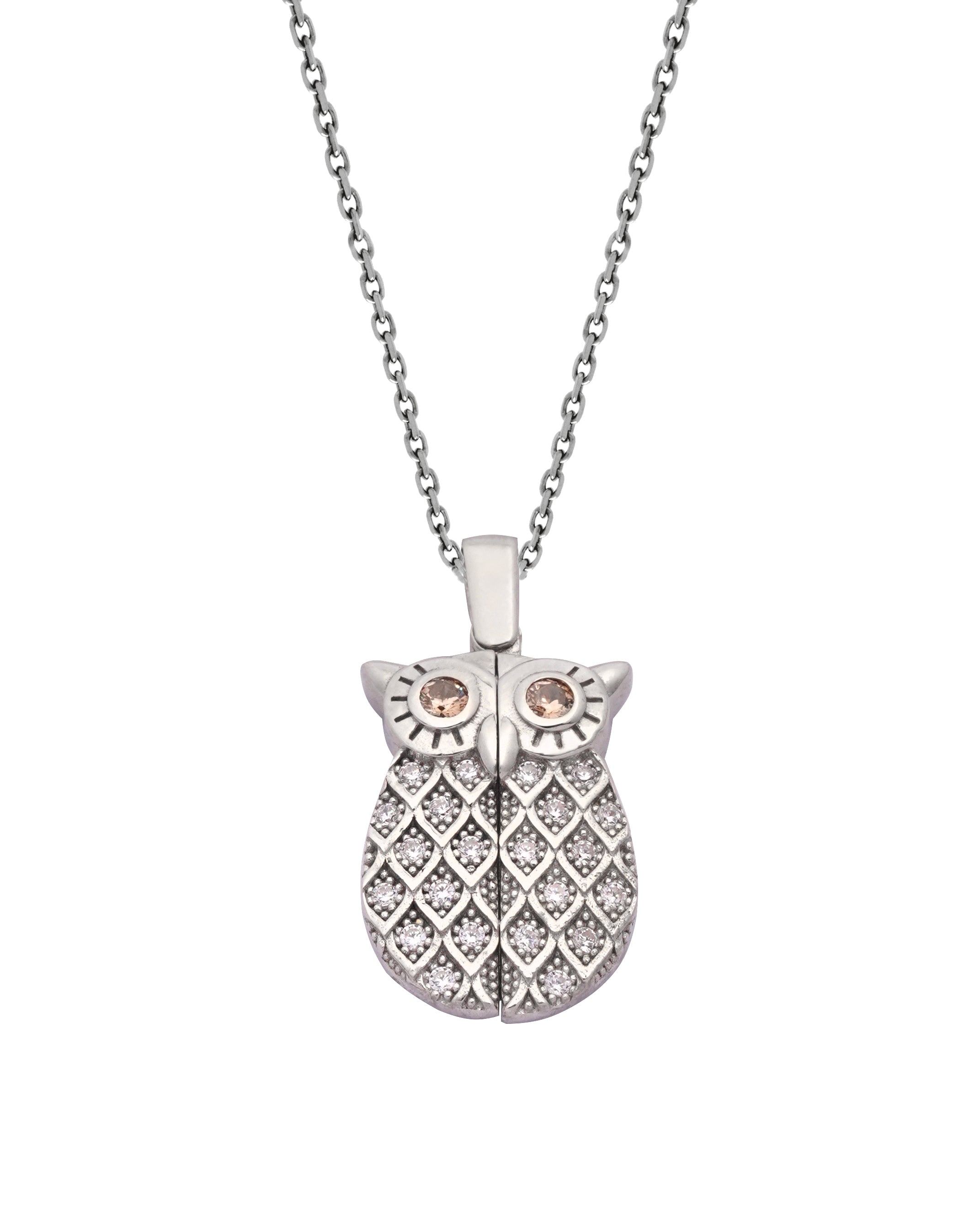 925 Silver Personalized Custom Owl Name Necklace (Silver) - Leona Jewelry