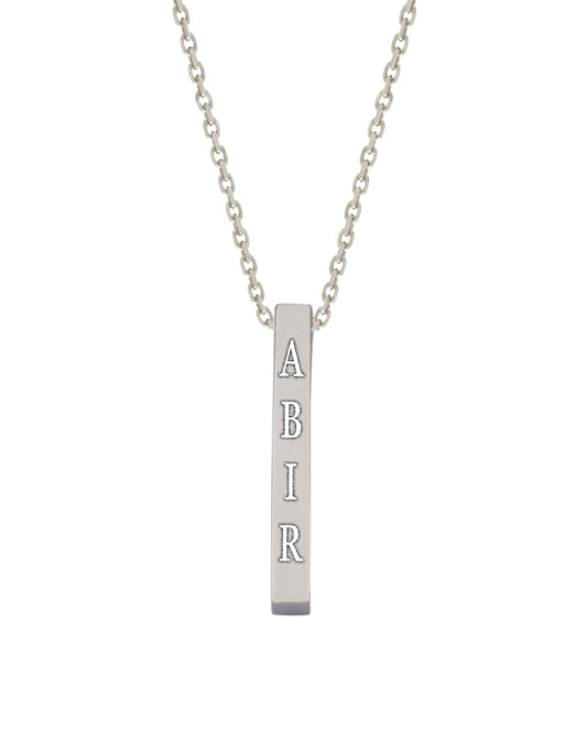 925 Silver Personalized Custom Engraving Bar Name Necklace (Silver)