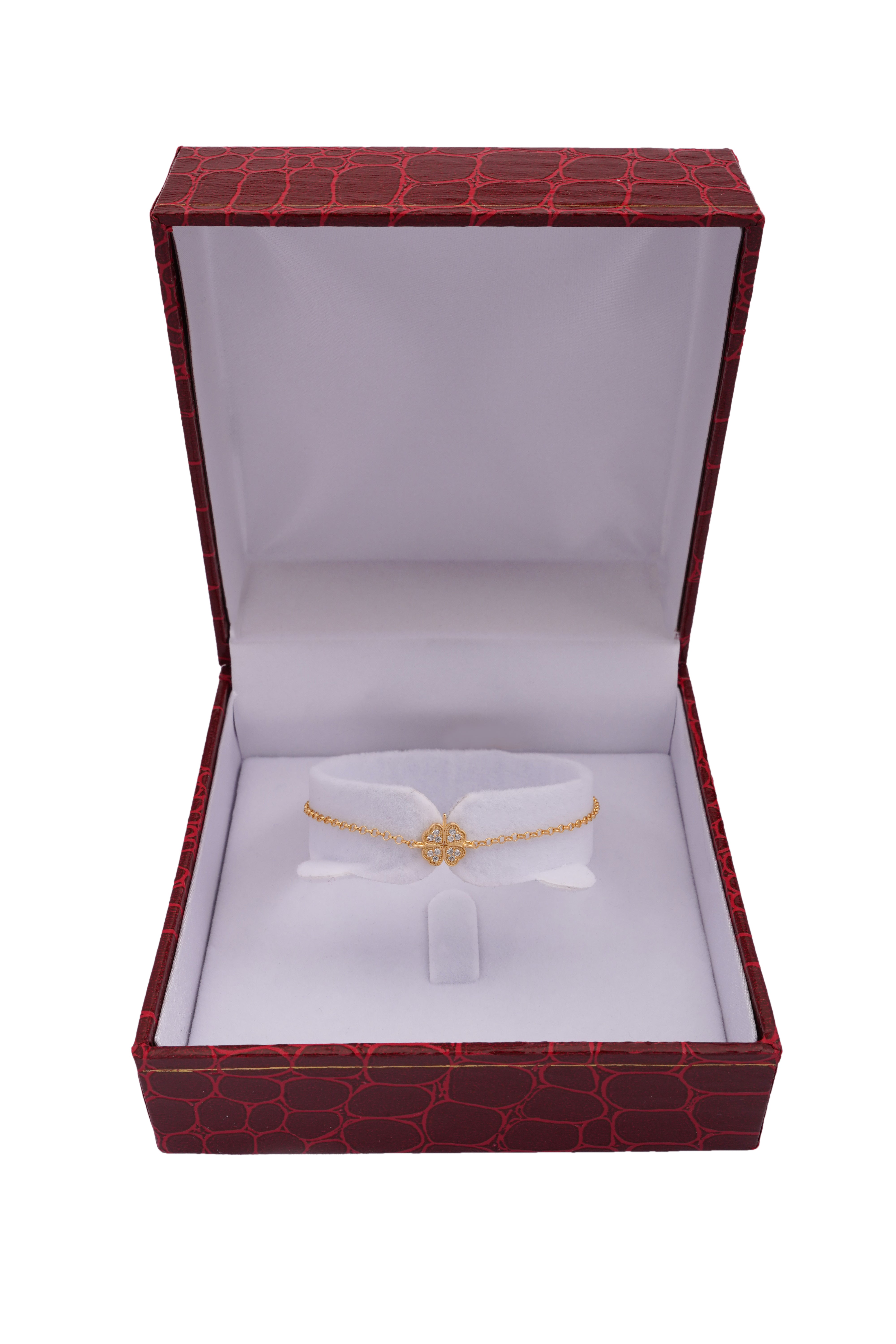 925 Silver Dainty Four Hearts Bracelet (Gold) - Leona Jewelry