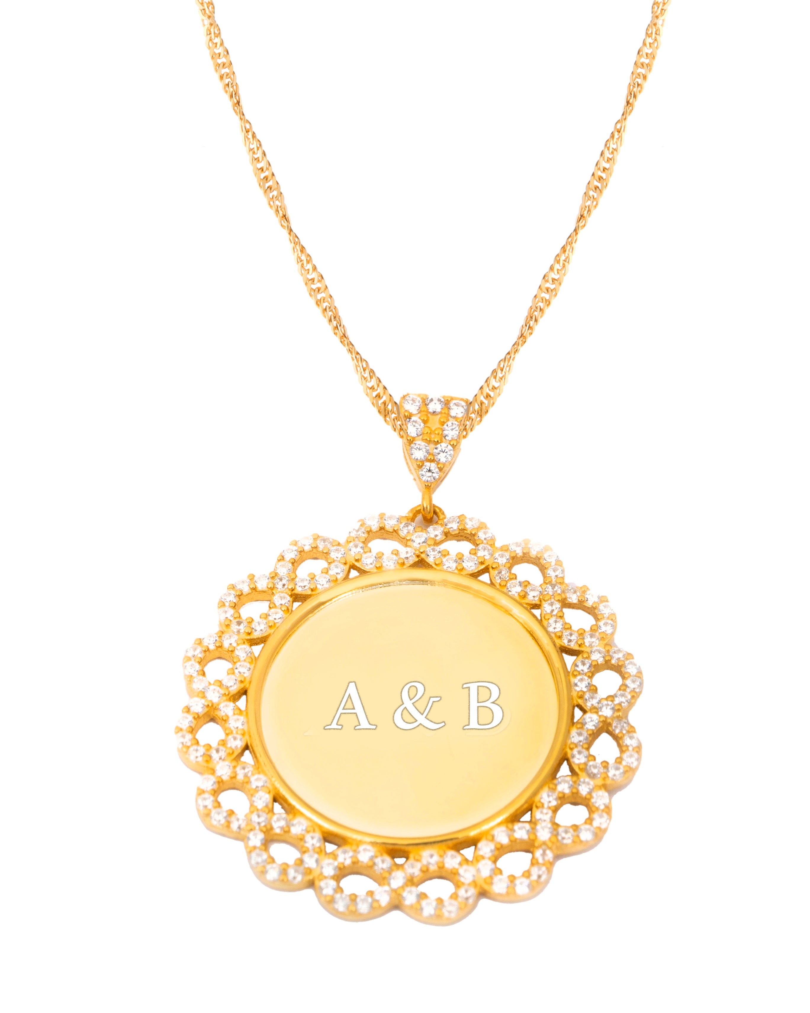 925 Silver Personalized Custom Round Coin Name Necklace - Leona Jewelry