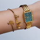 Elegance Watch Green Malachite Gold Plated