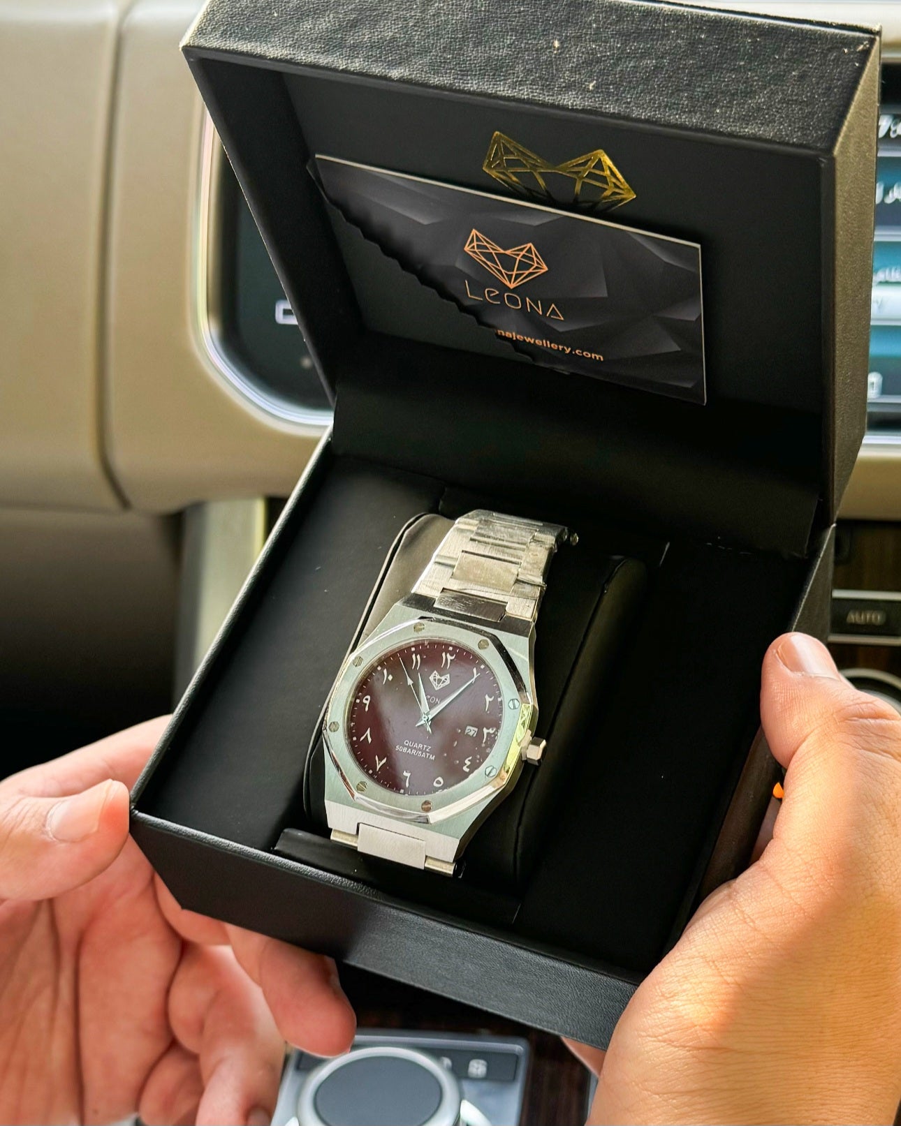 Royal Men's Watch Red – 40mm Arabic Dial, Full Steel, Japanese Quartz ,Waterproof, Ultra Thin - Leona Jewelry