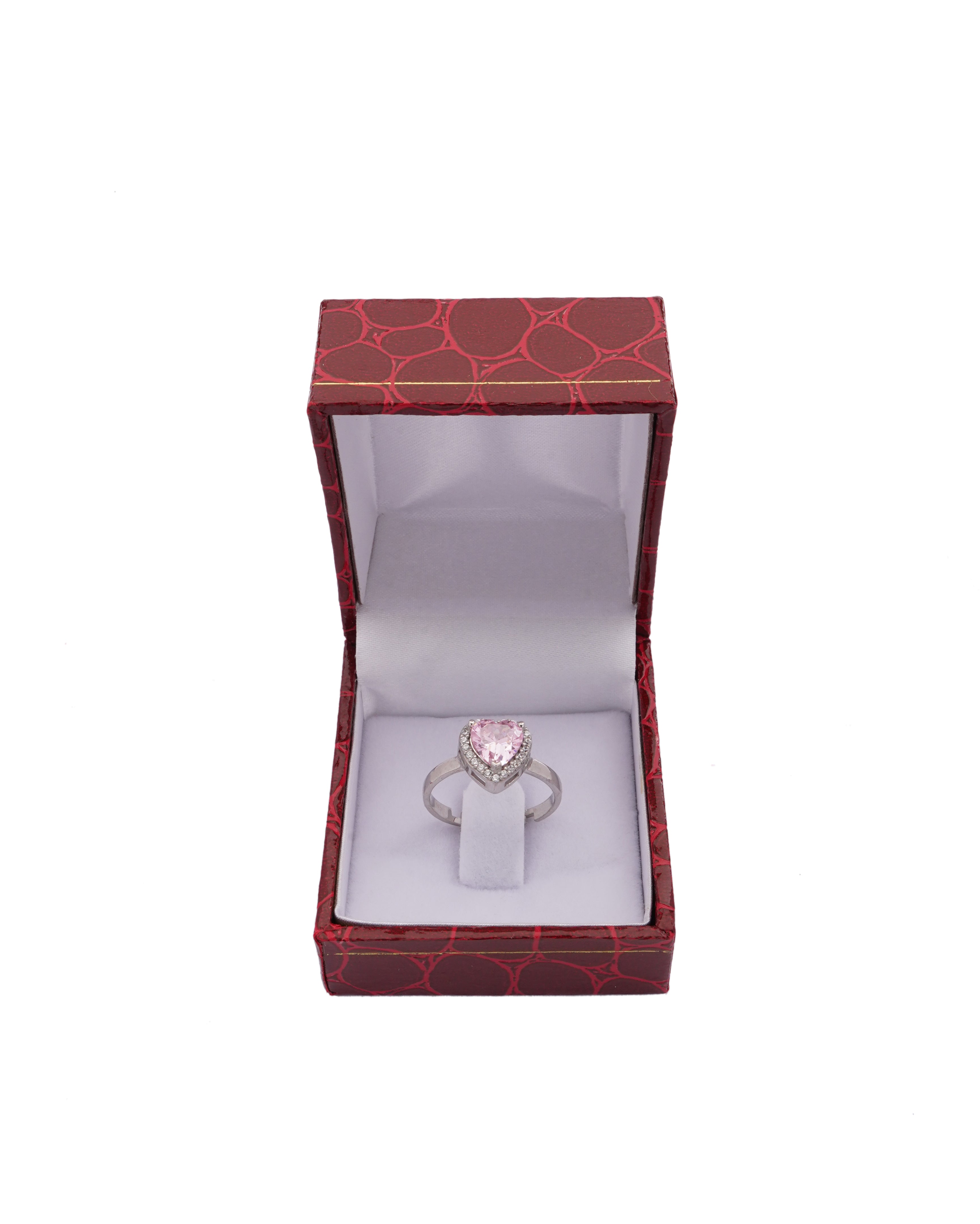 925 Silver Pink Heart Ring - Leona Jewelry