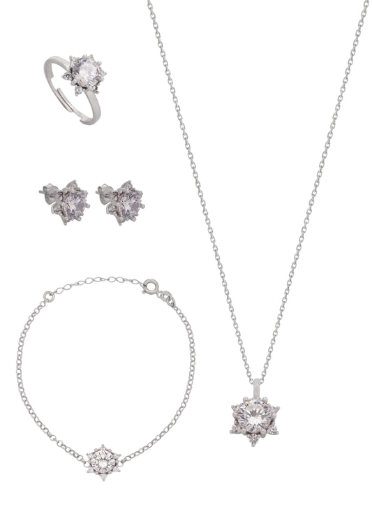 925 Silver White Star Jewelry Set (Silver)