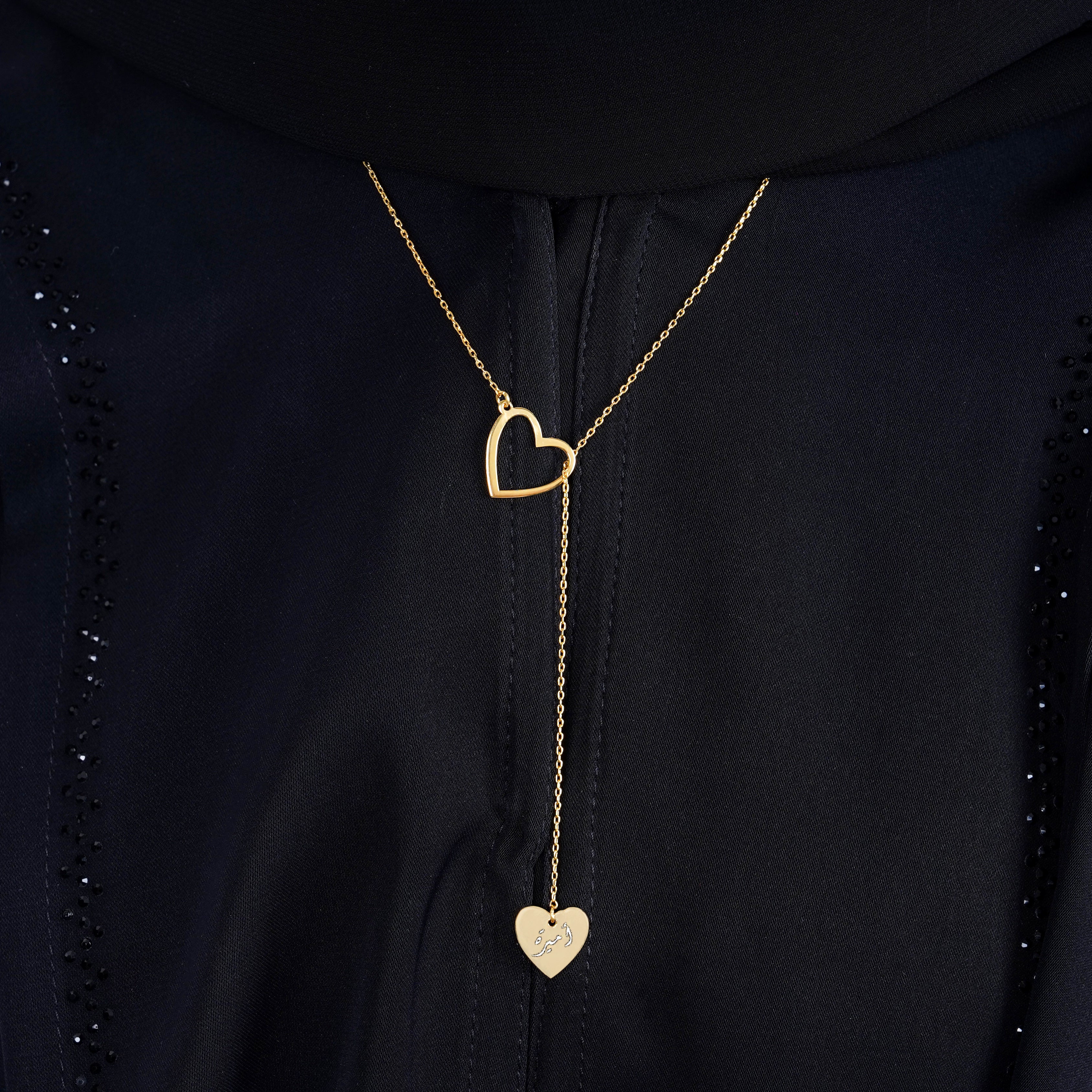 18K Gold Personalized Custom Double Heart Name Necklace - Leona Jewelry