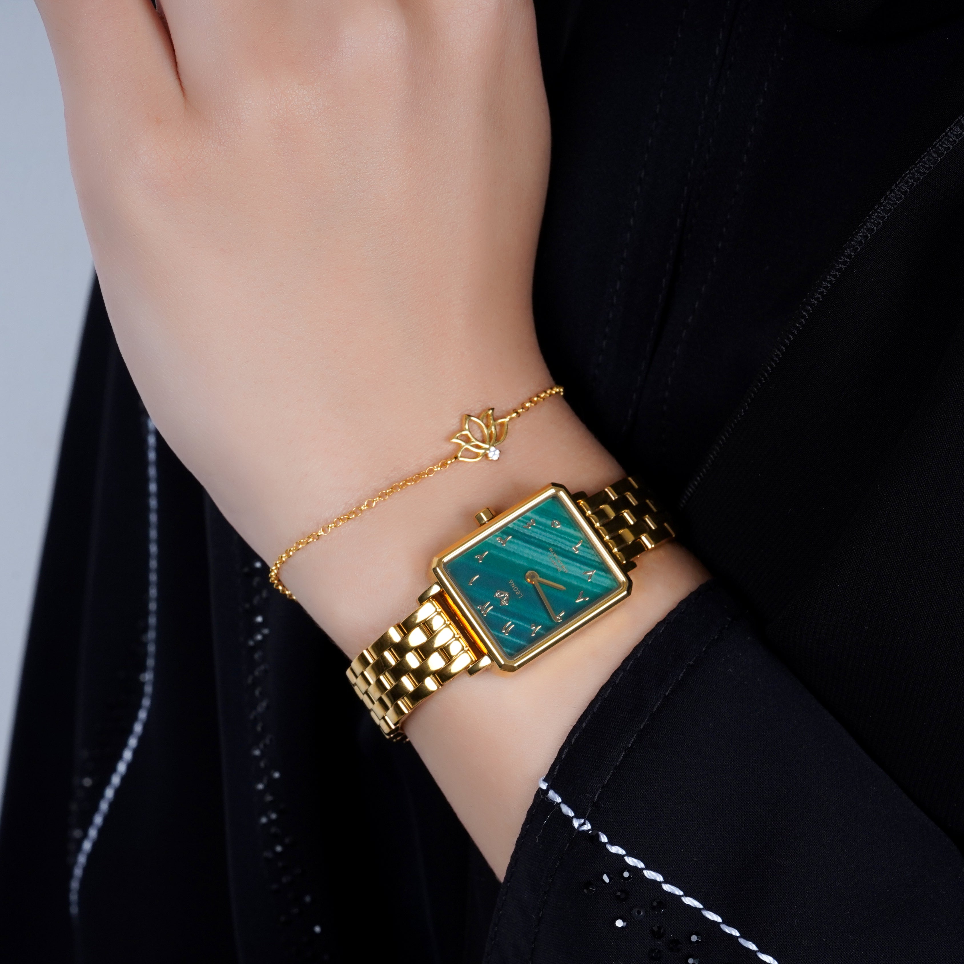 925 Silver Dainty Lotus Bracelet (Gold) - Leona Jewelry