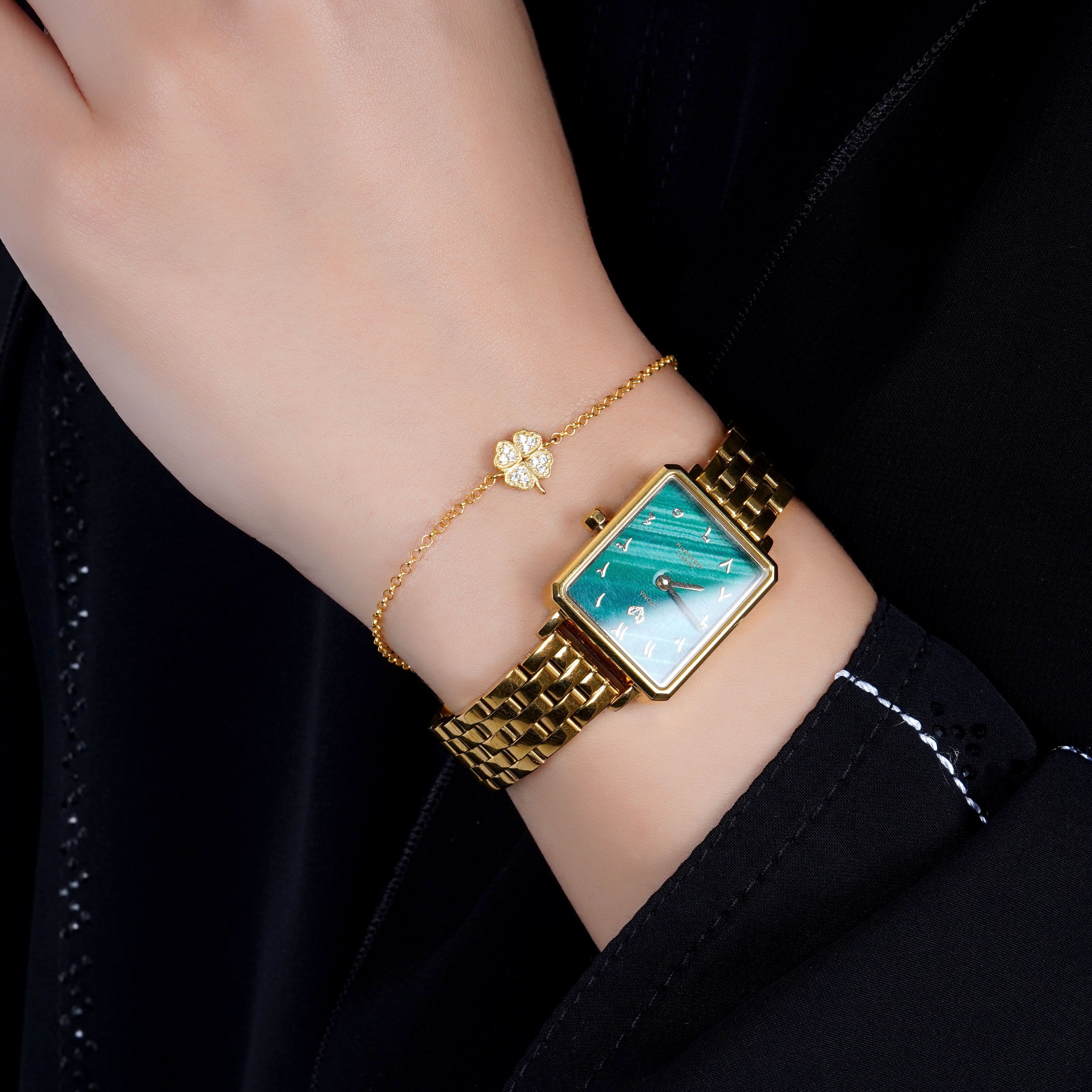 925 Silver Dainty Four Hearts Bracelet (Gold) - Leona Jewelry