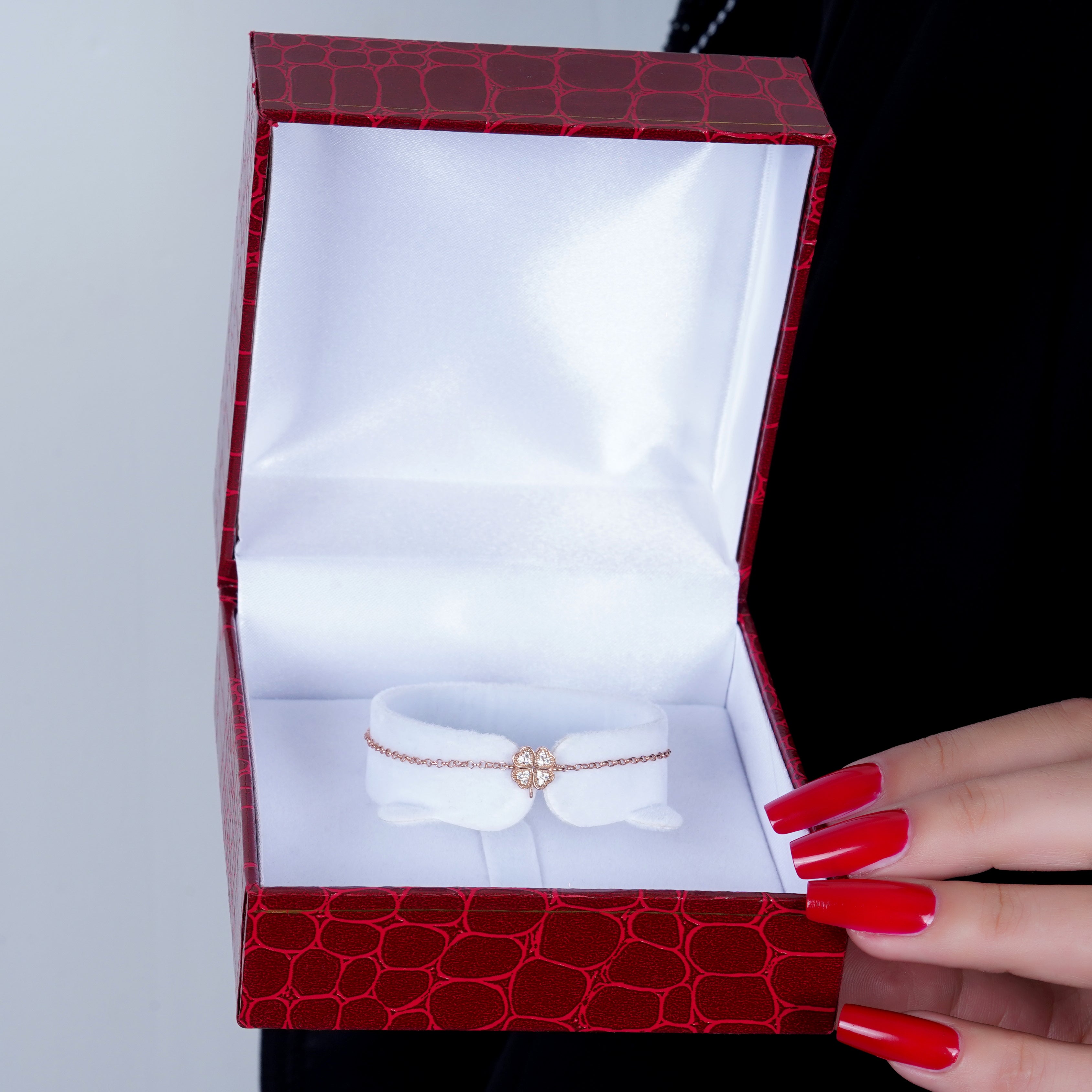 925 Silver Dainty Four Hearts Bracelet (Rose Gold) - Leona Jewelry