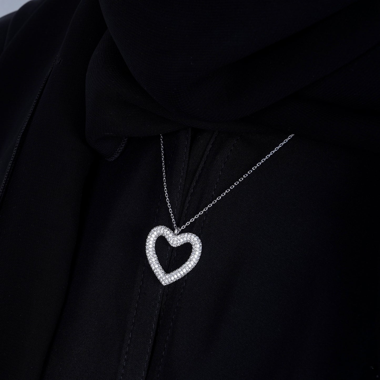 925 Silver Hollow Heart Necklace