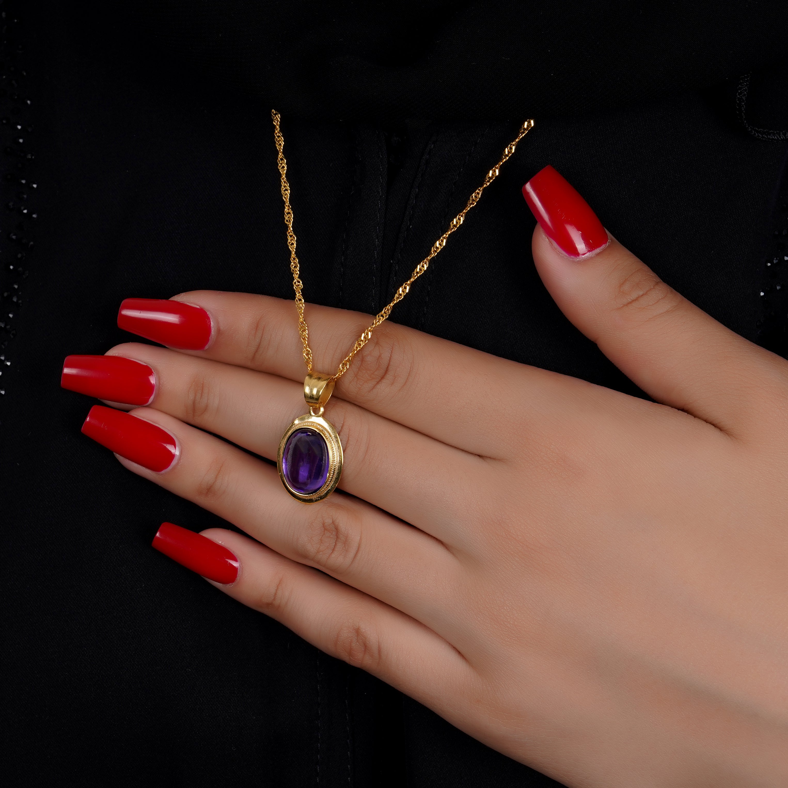 925 Silver Purple Stone Necklace - Leona Jewelry