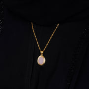 925 Silver Natural Pink Quartz Stone Necklace - Leona Jewelry