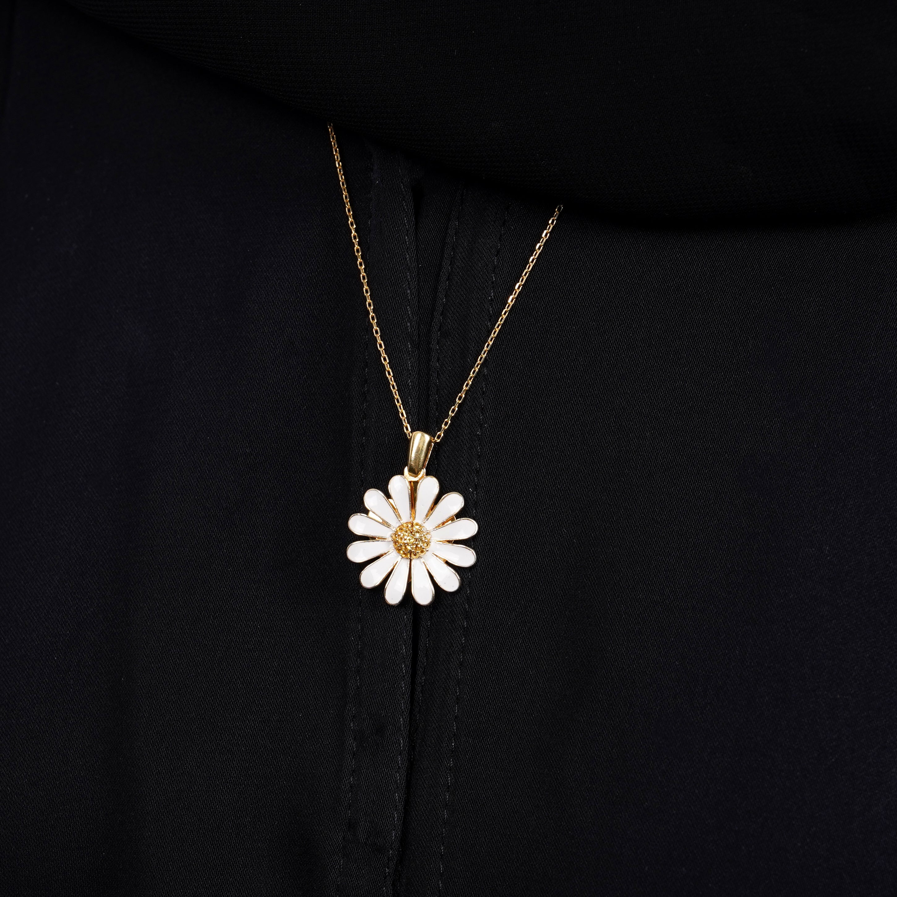 925 Silver Personalized Custom White Flower Name Necklace - Leona Jewelry
