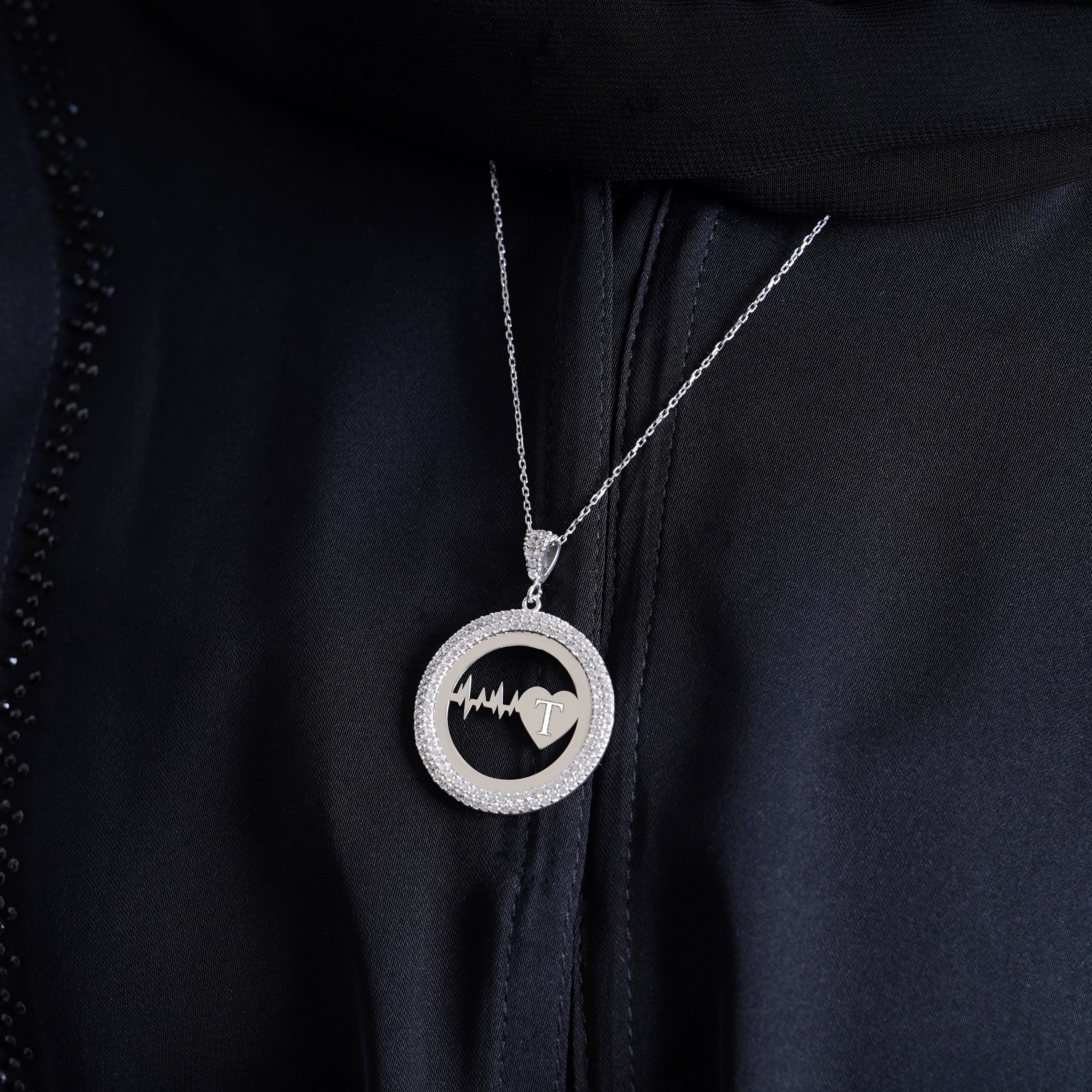 925 Silver Personalized Custom Heartbeat Necklace (Silver) - Leona Jewelry