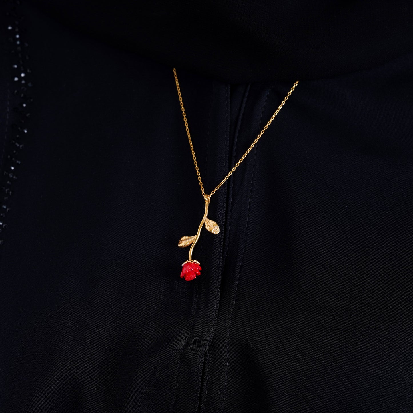 925 Silver Red Rose Necklace