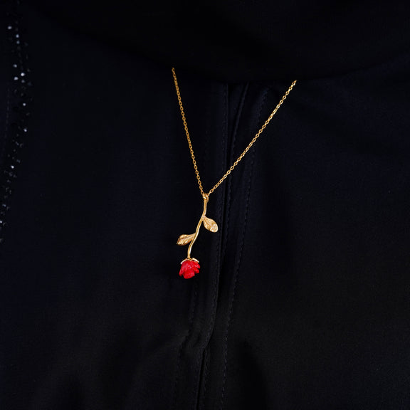 925 Silver Red Rose Necklace