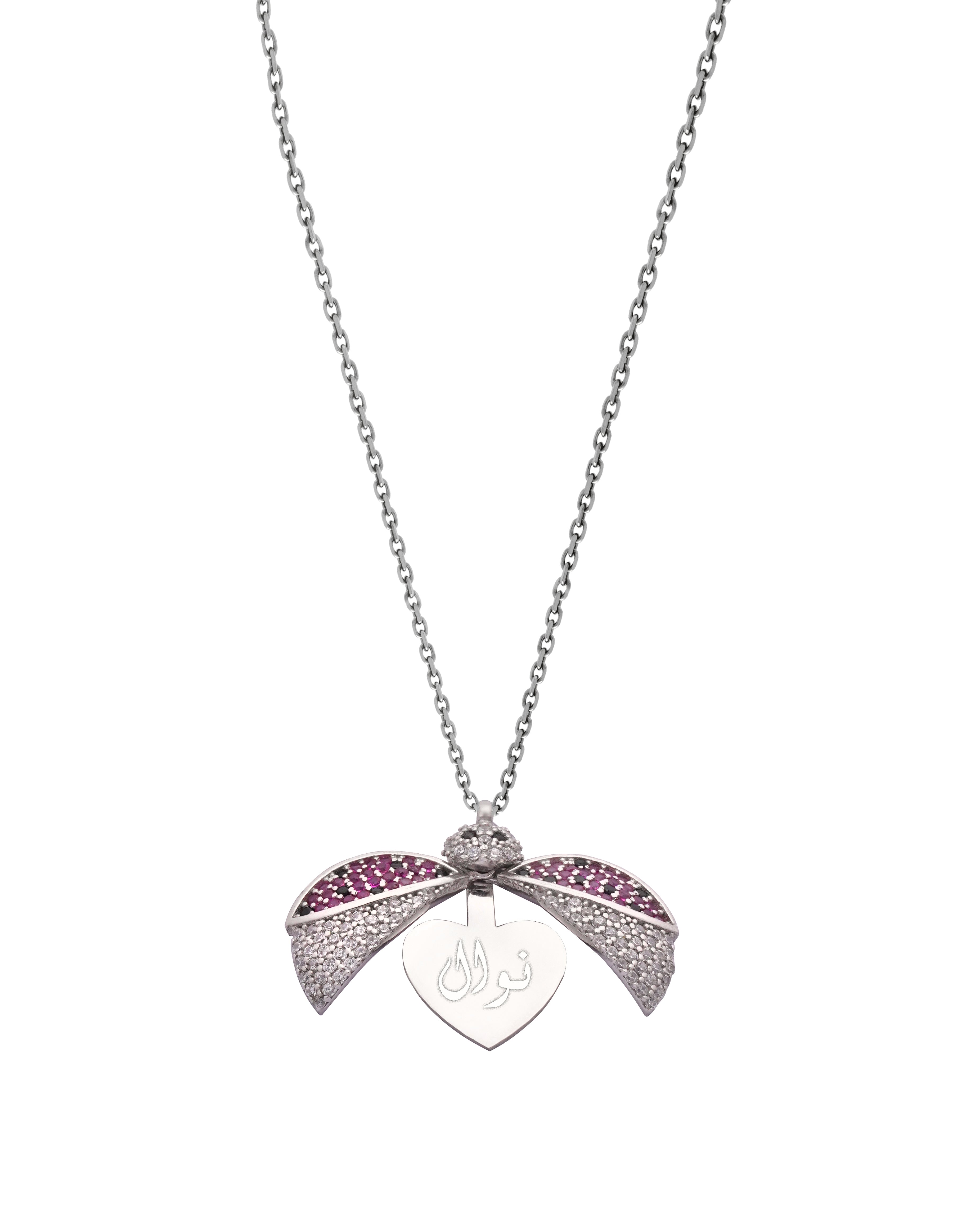 925 Silver Personalized Custom Ladybug Name Necklace (Silver) - Leona Jewelry