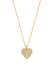 925 Silver Personalized Custom Angel Wings Name Necklace (White Stones)