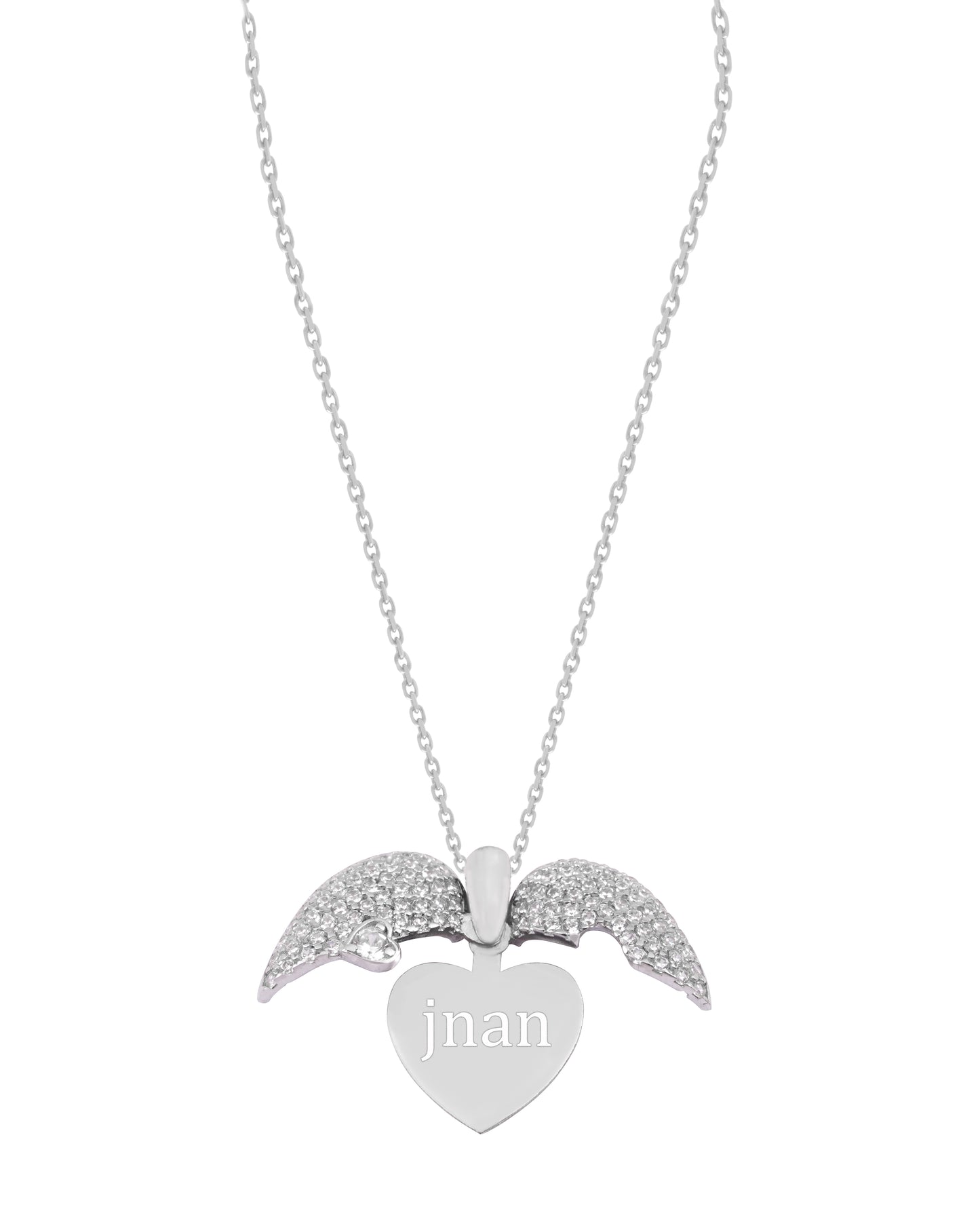 925 Silver Personalized Custom Heart Name Necklace (Silver)