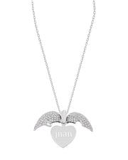 925 Silver Personalized Custom Heart Name Necklace (Silver)