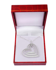 925 Silver Personalized Custom Trio Heart Name Necklace (Silver)