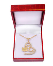 925 Silver Personalized Custom Love Couple Names & Butterfly Necklace