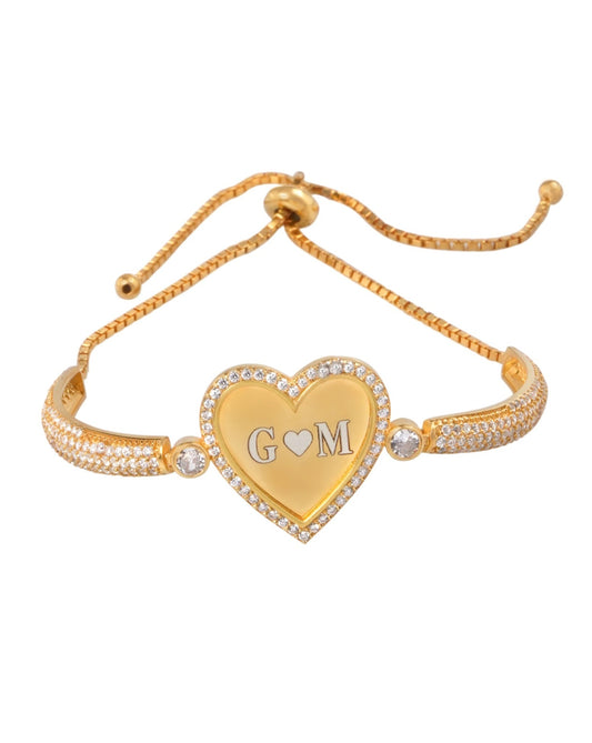 925 Silver Personalized Custom Heart Name Bracelet