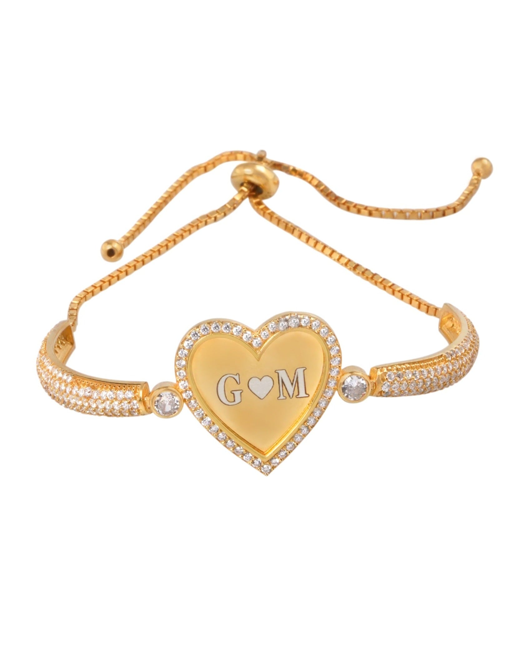 925 Silver Personalized Custom Heart Name Bracelet - Leona Jewelry