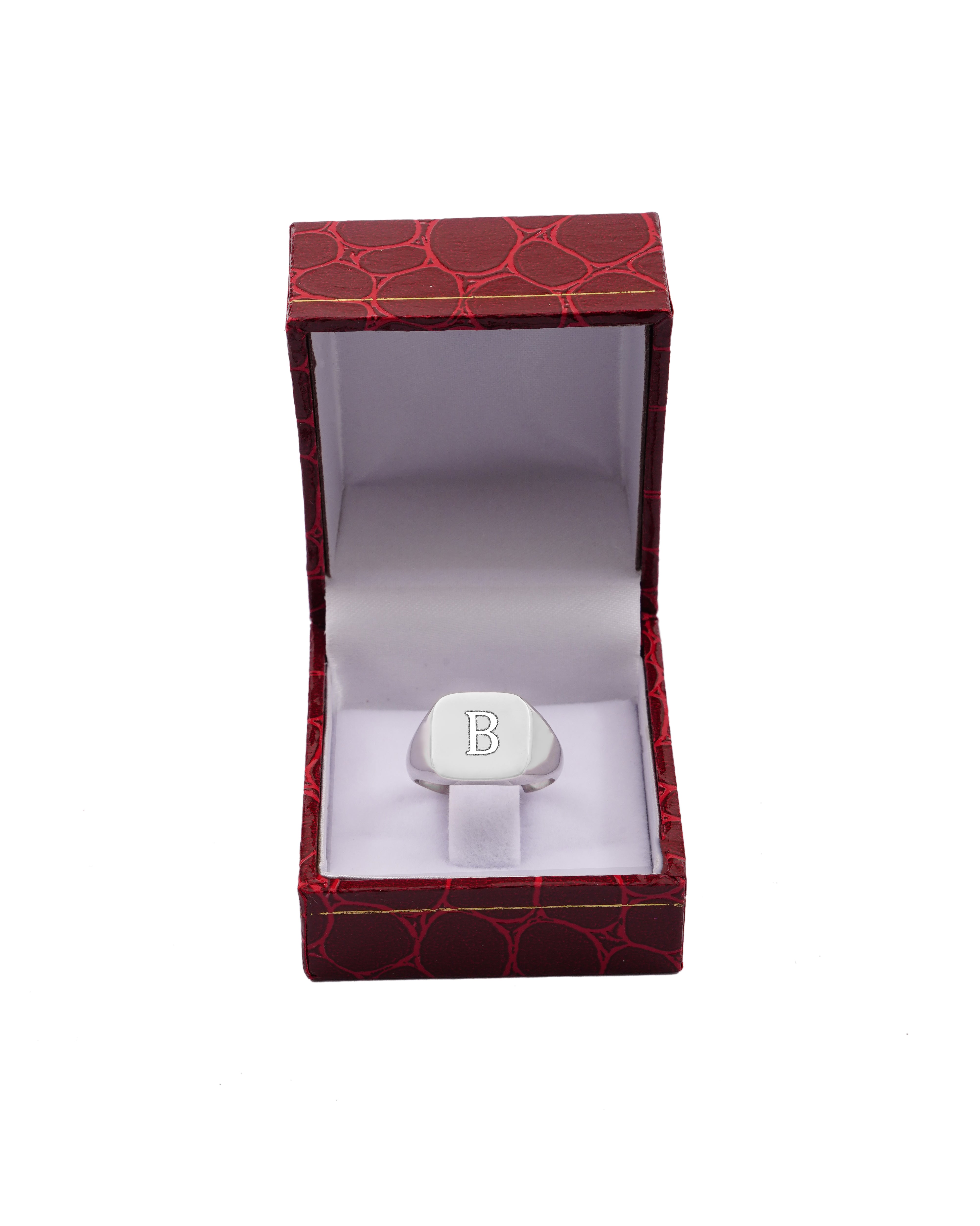 925 Silver Personalized Custom Engraving Square Ring - Leona Jewelry