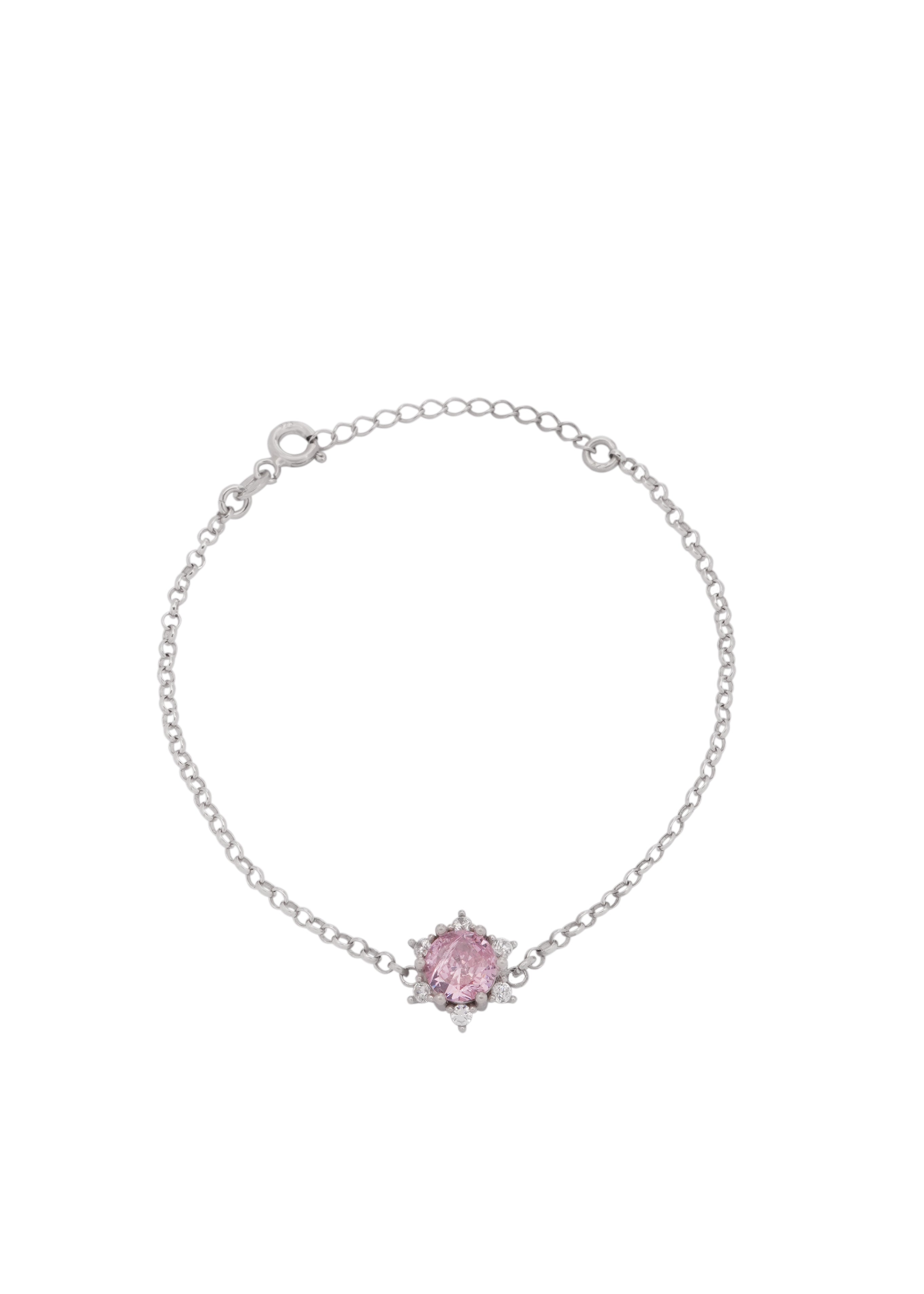 925 Silver Pink Star Jewelry Set (Silver) - Leona Jewelry