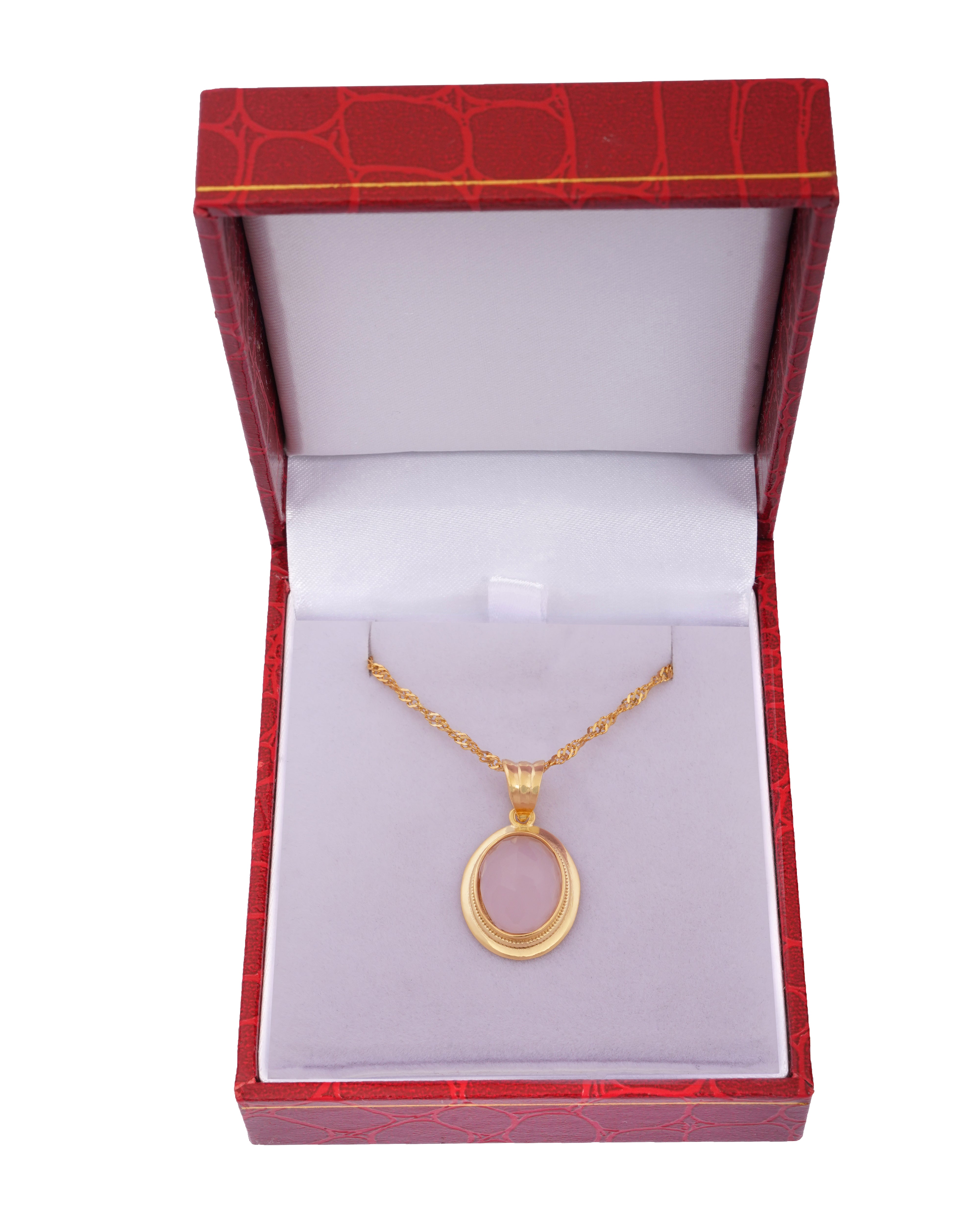 925 Silver Natural Pink Quartz Stone Necklace - Leona Jewelry