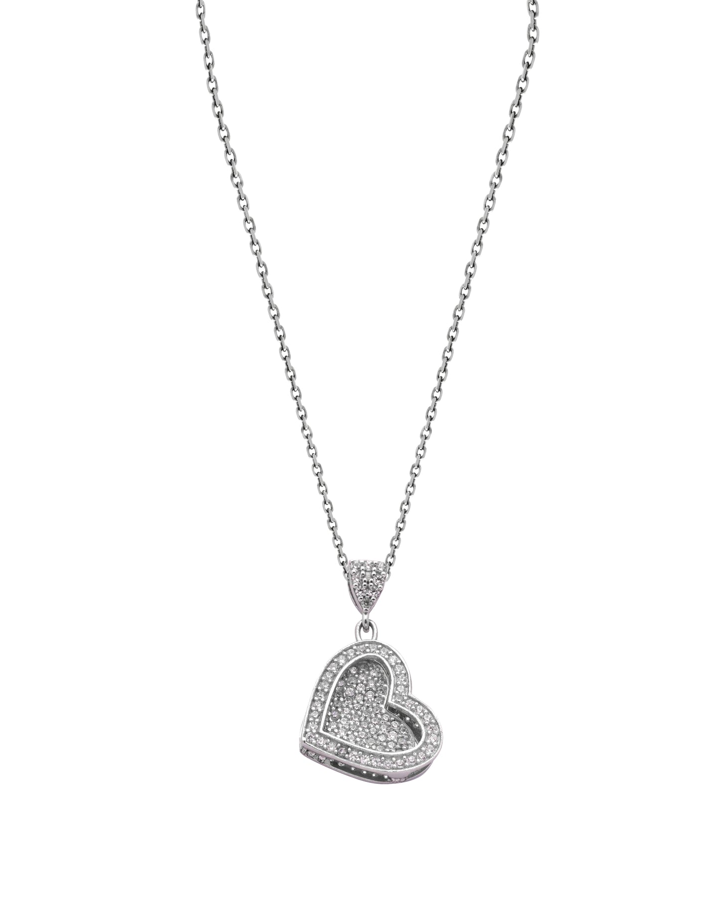 925 Silver Personalized Custom Heart Name Necklace (Silver)