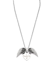 925 Silver Personalized Custom Angel Wings Name Necklace (Silver)