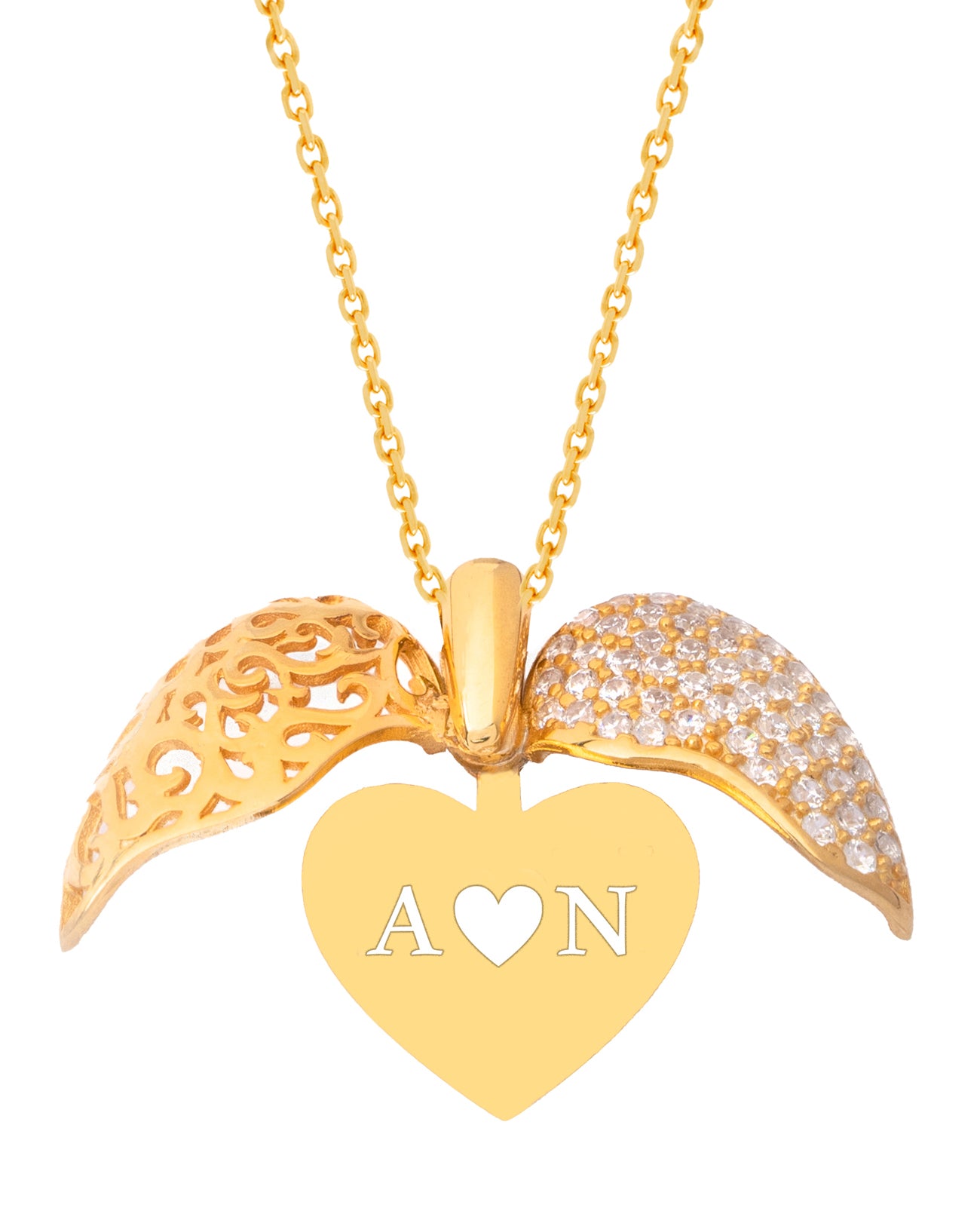 925 Silver Personalized Custom Golden Heart Jewelry Set - Leona Jewelry