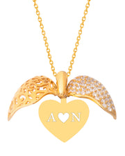 925 Silver Personalized Custom Golden Heart Jewelry Set
