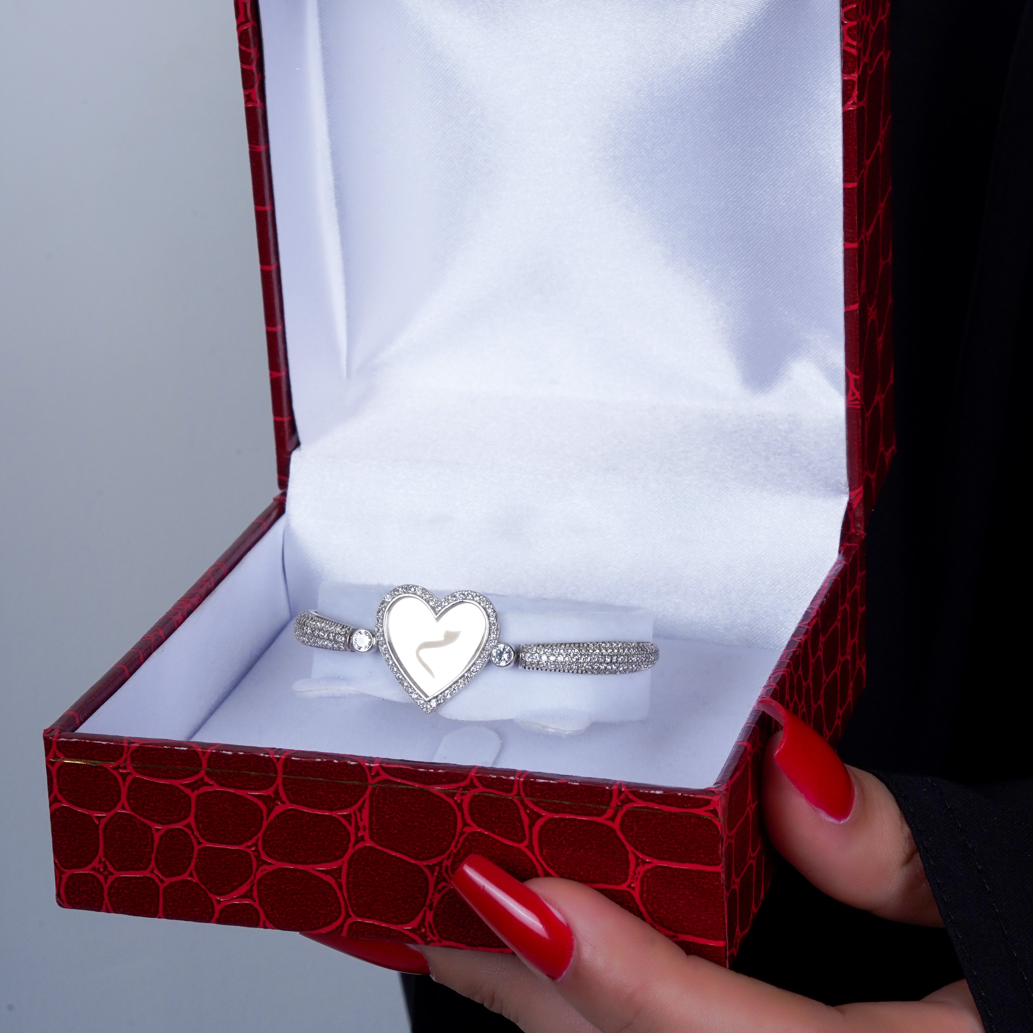 925 Silver Personalized Custom Heart Name Bracelet - Leona Jewelry