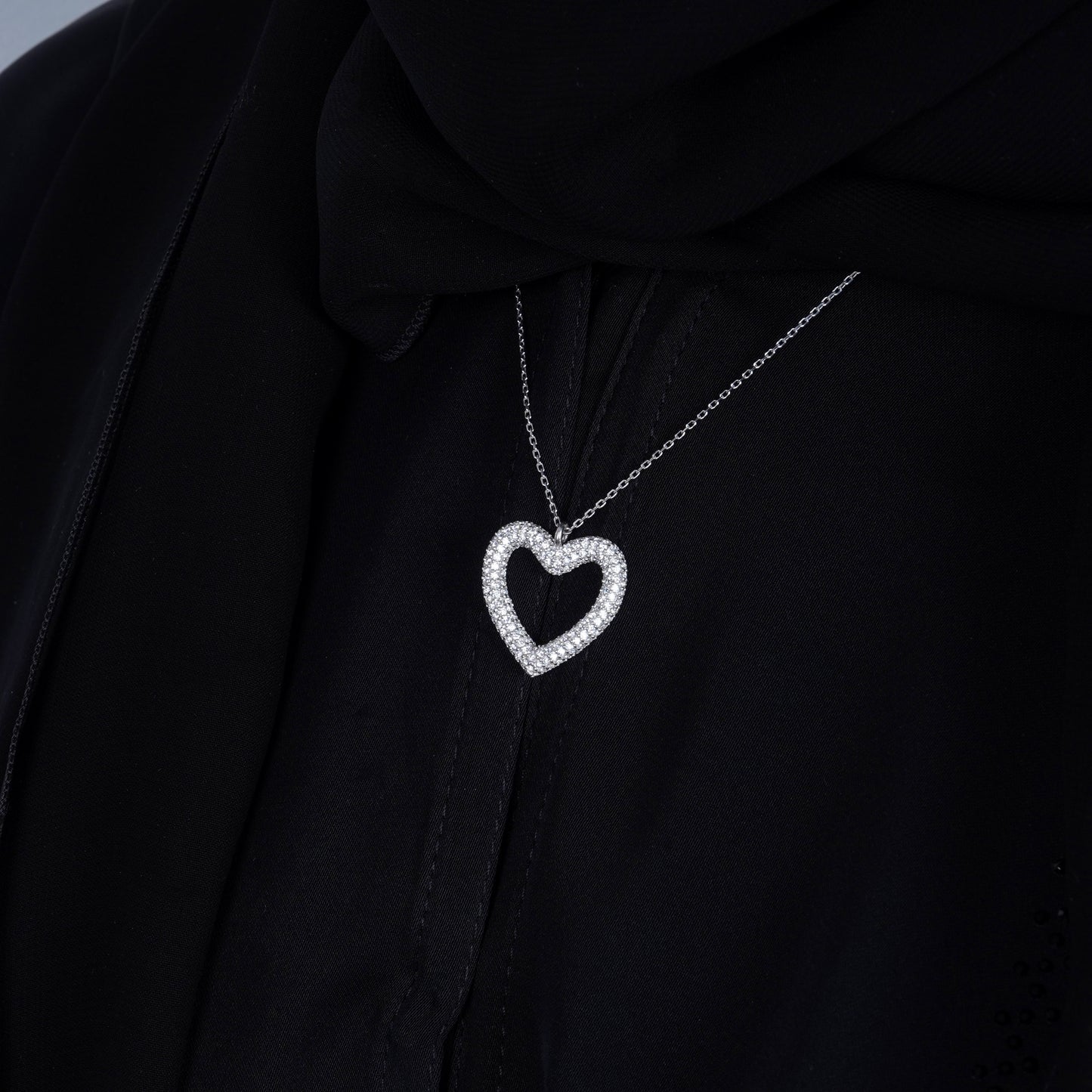 925 Silver Hollow Heart Necklace