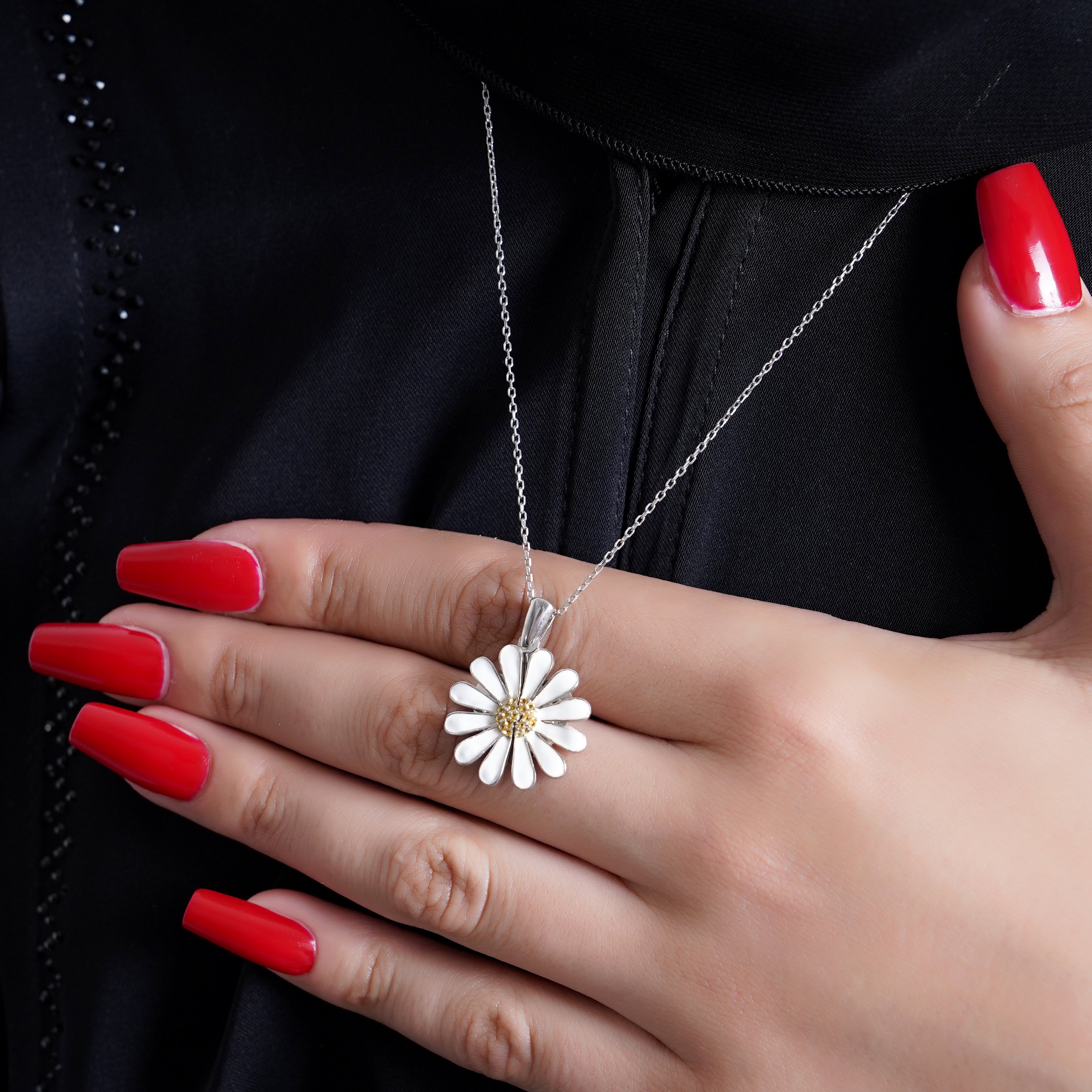 925 Silver Personalized Custom Flower Name Necklace (Silver) - Leona Jewelry