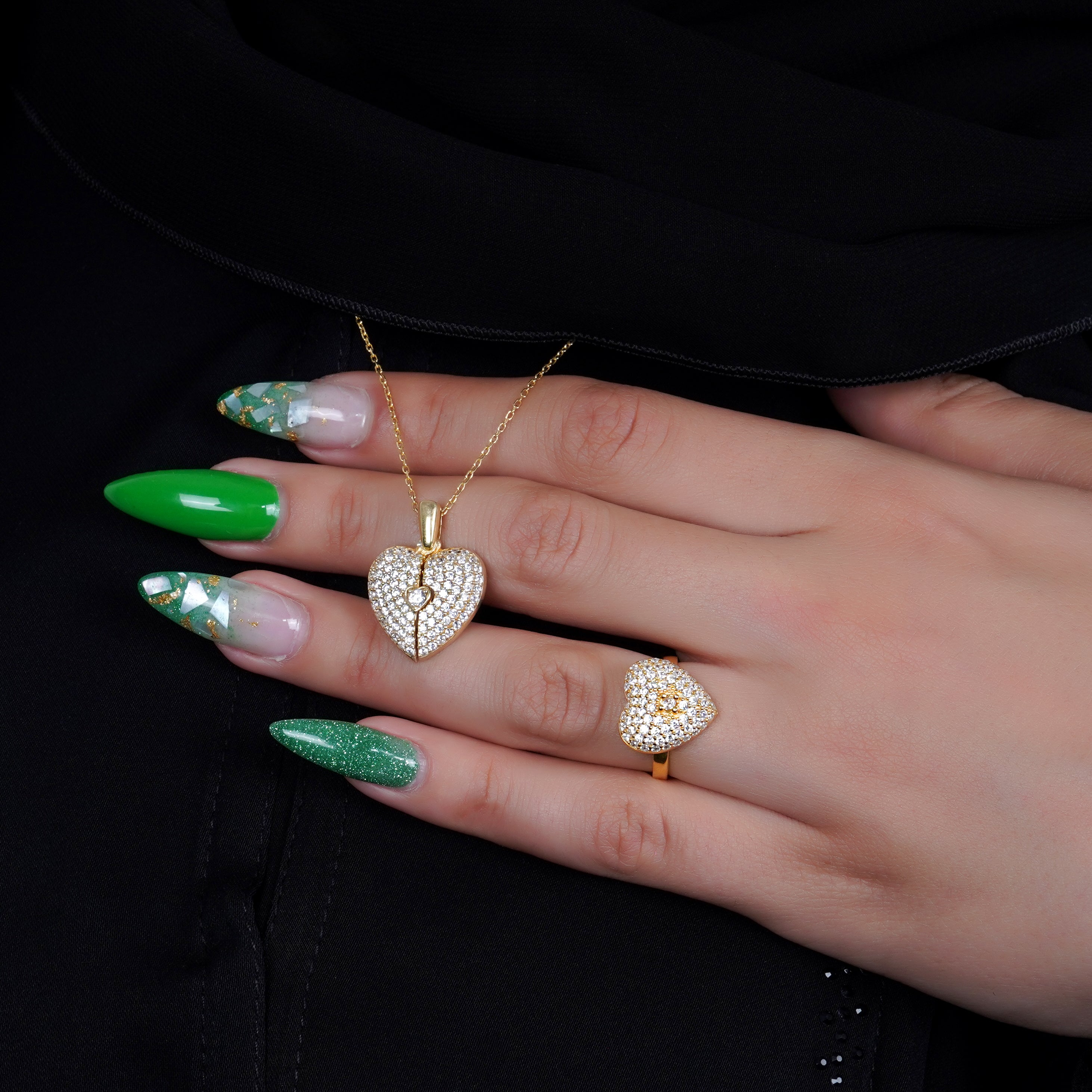 925 Silver Personalized Custom Love Heart Jewelry Set - Leona Jewelry