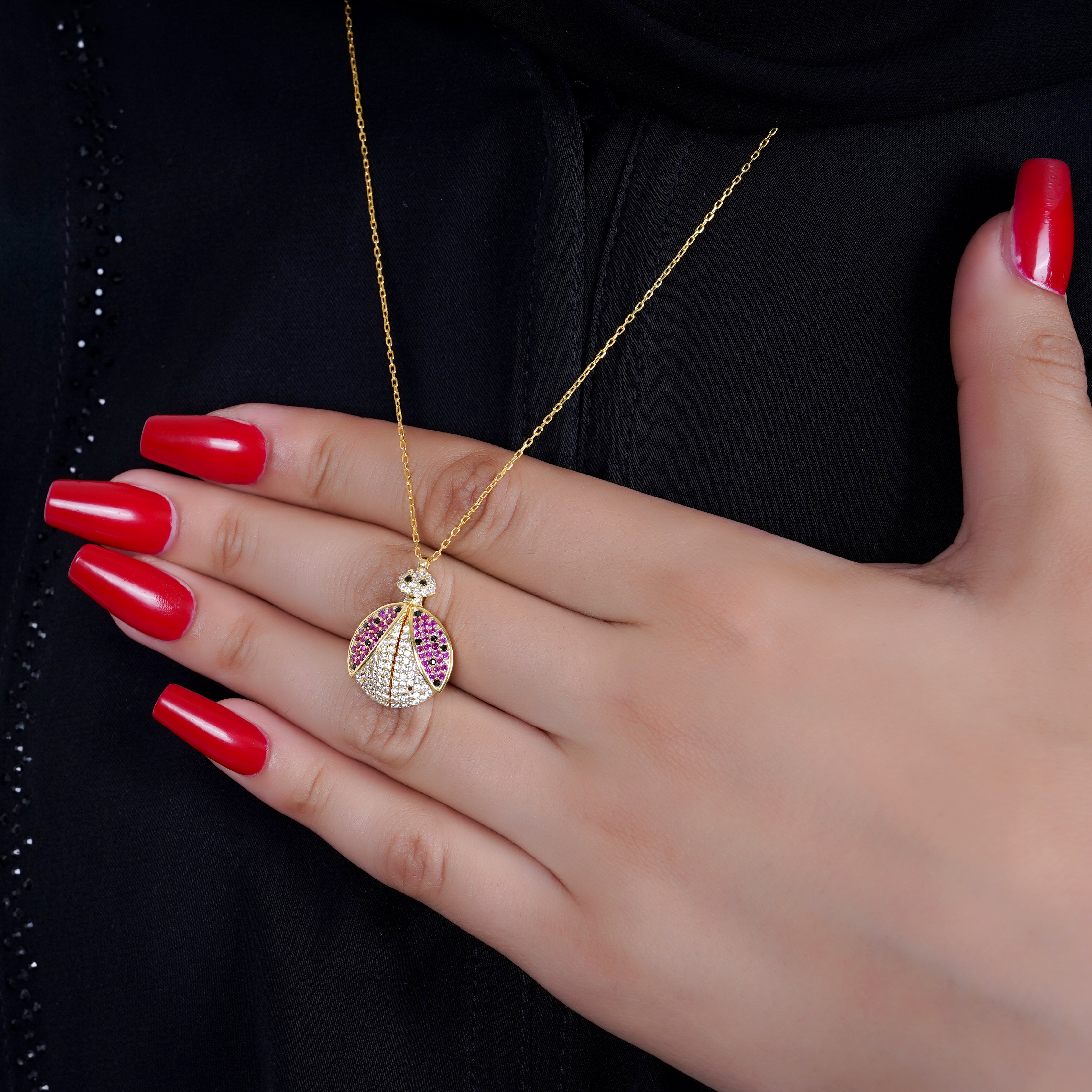 925 Silver Personalized Custom Ladybug Name Necklace - Leona Jewelry