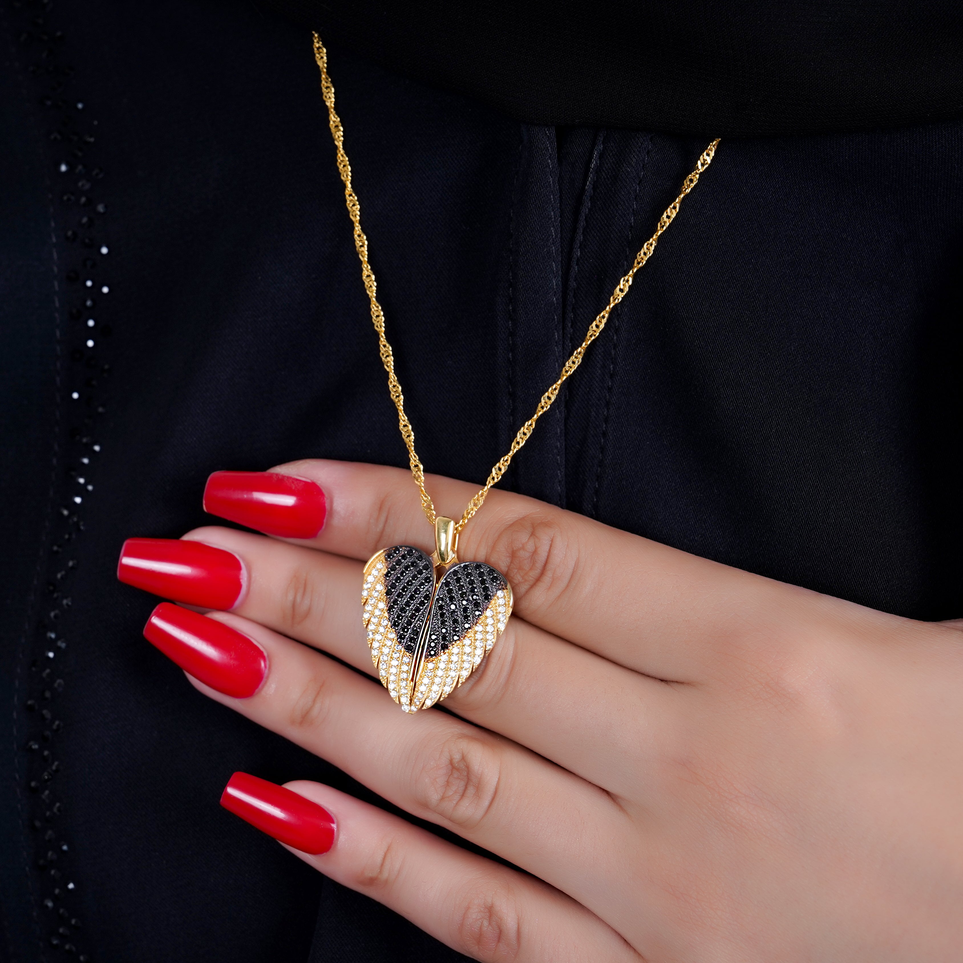 925 Silver Personalized Custom Big Angel Wings Name Necklace - Leona Jewelry