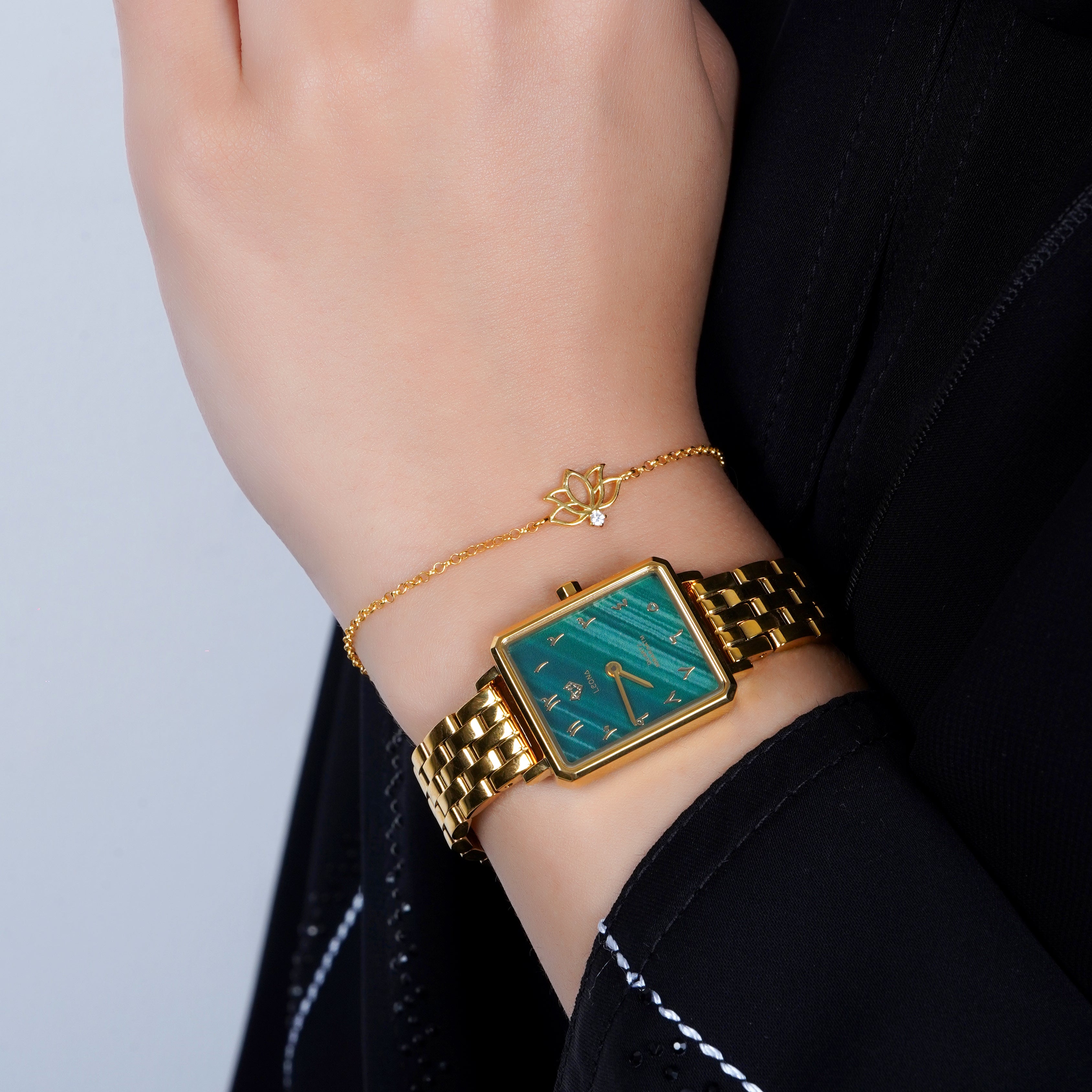 925 Silver Dainty Lotus Bracelet (Gold) - Leona Jewelry