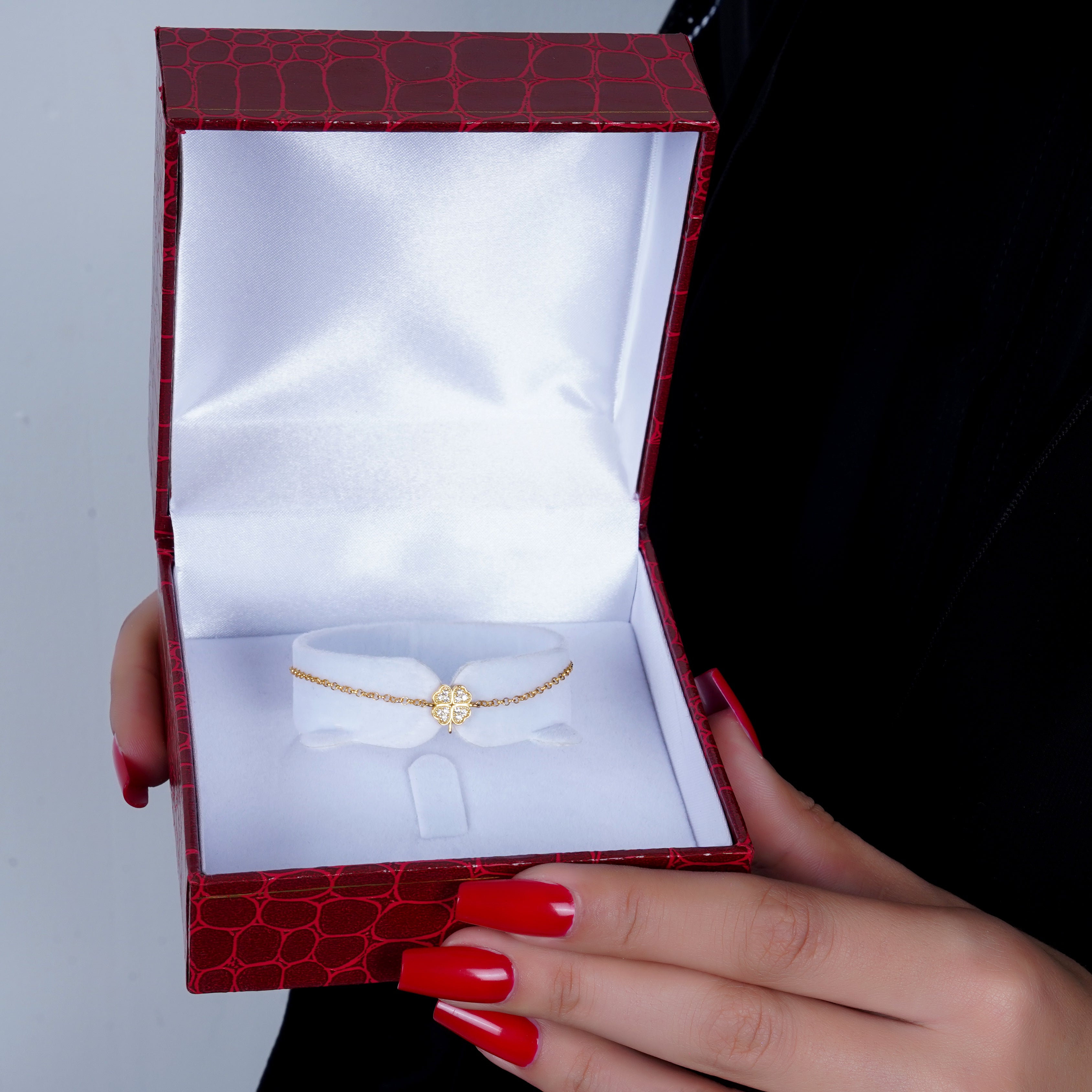 925 Silver Dainty Four Hearts Bracelet (Gold) - Leona Jewelry