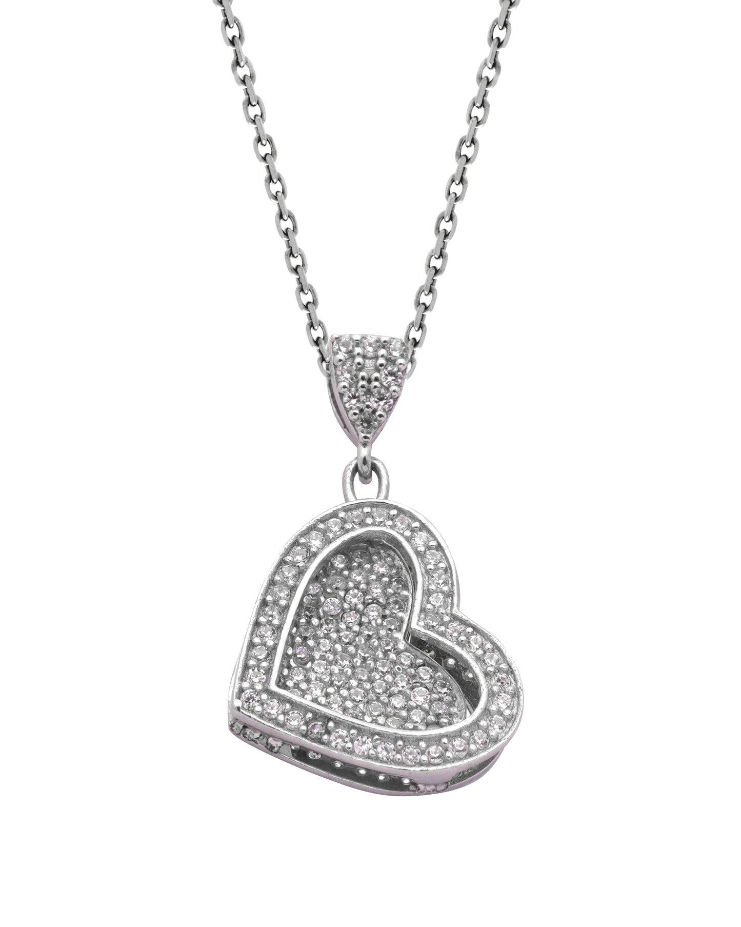 925 Silver Personalized Custom Heart Name Necklace (Silver)